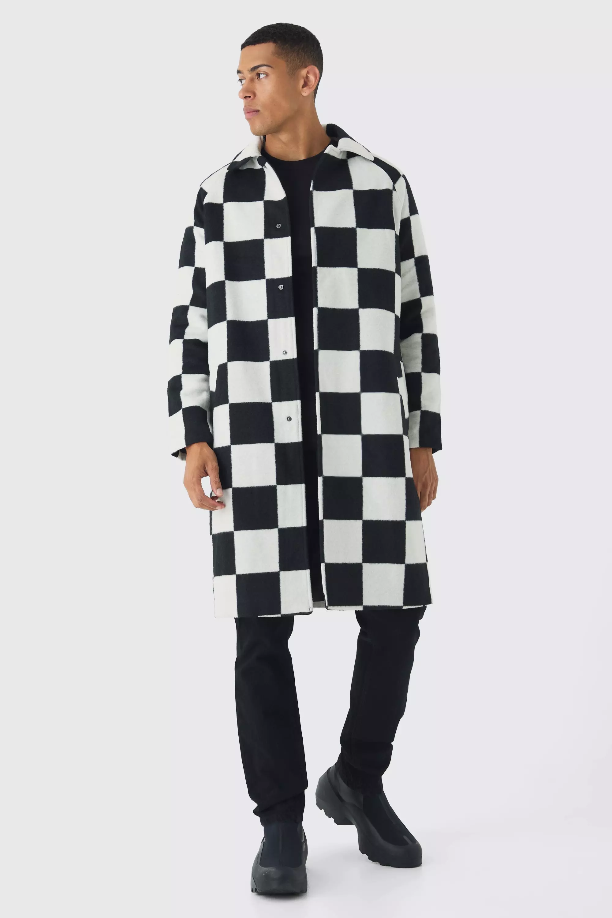 Mens top checkered overcoat