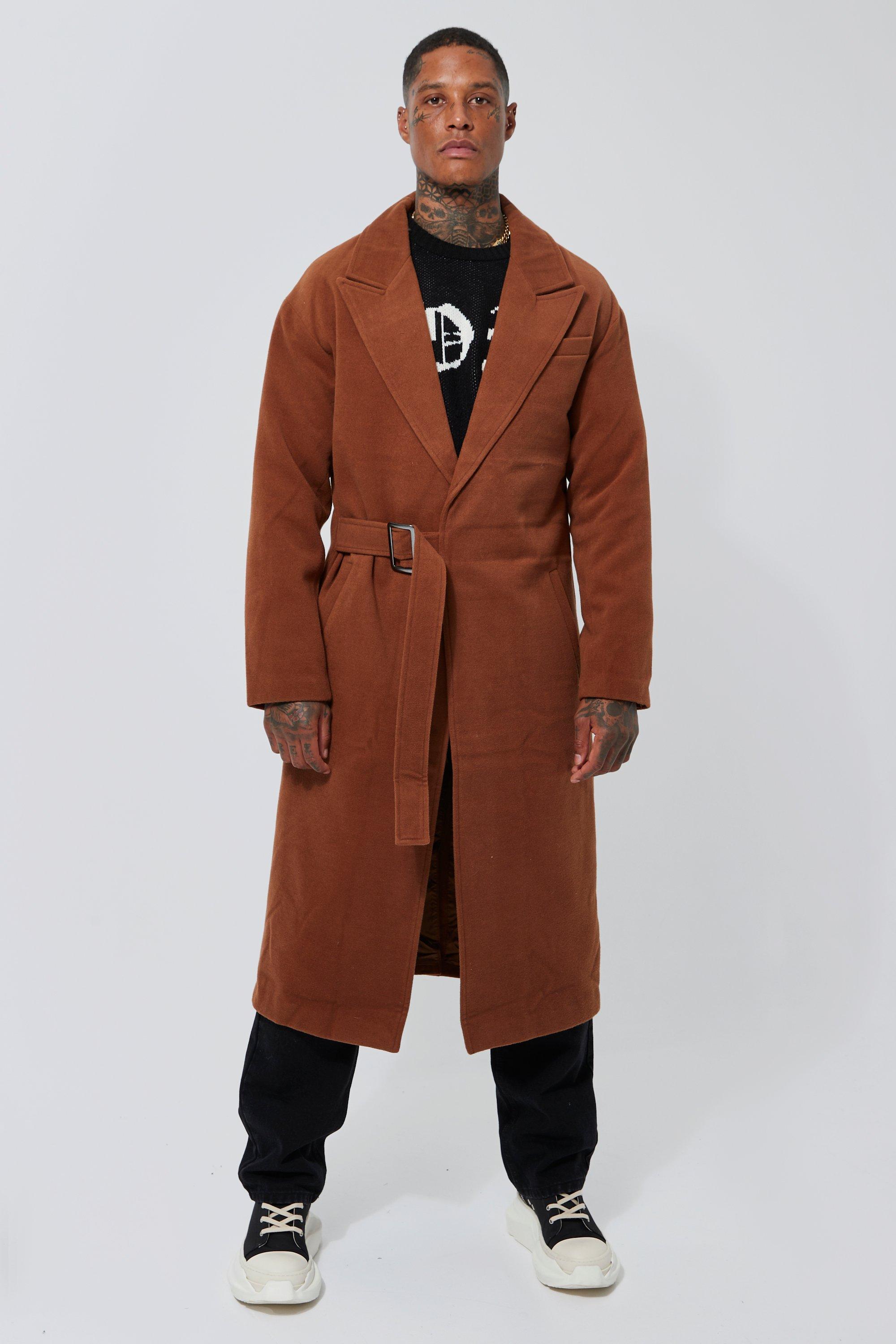 manteau long effet laine homme - marron - xs, marron