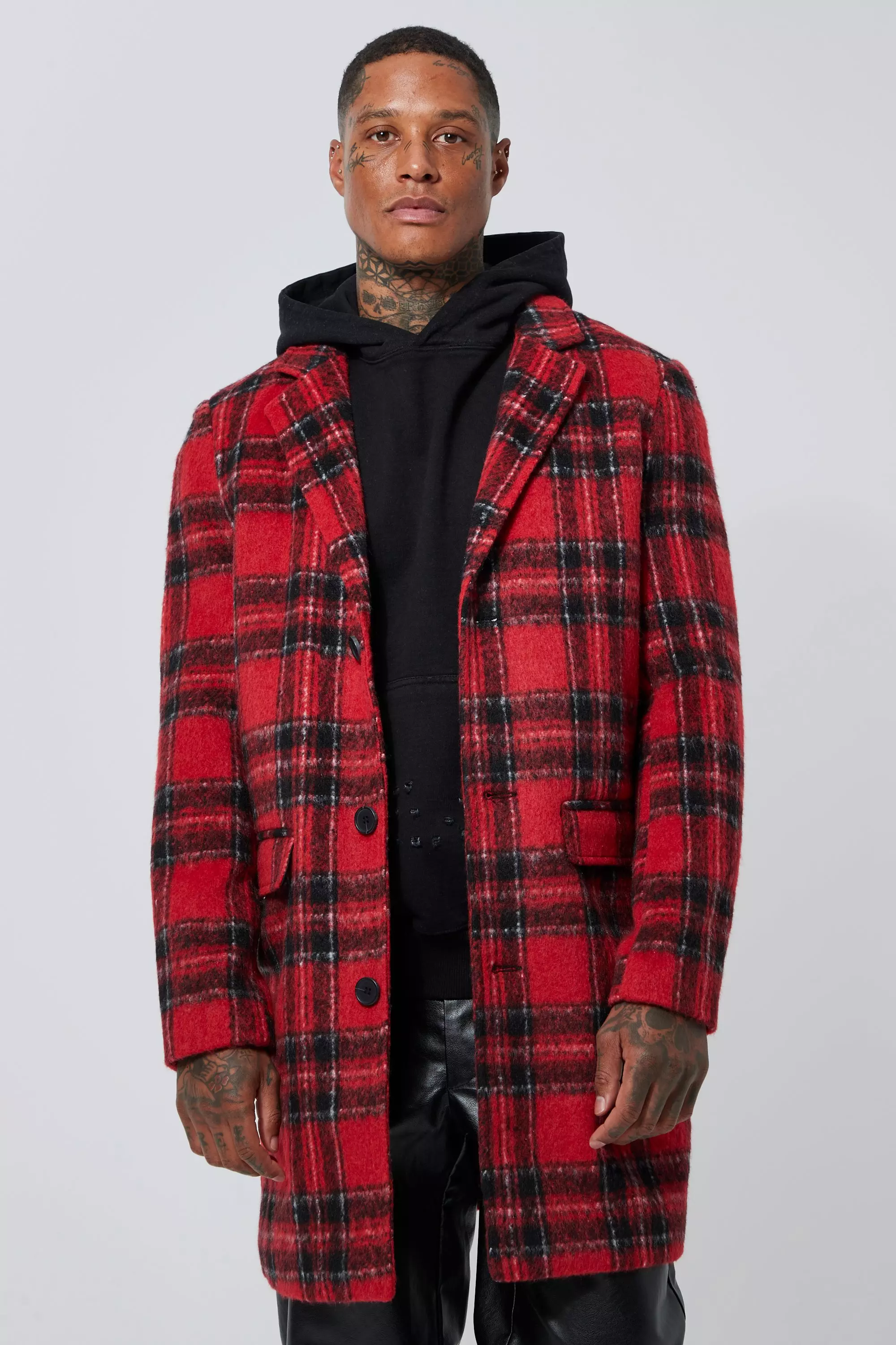 Mens 2025 checked overcoat