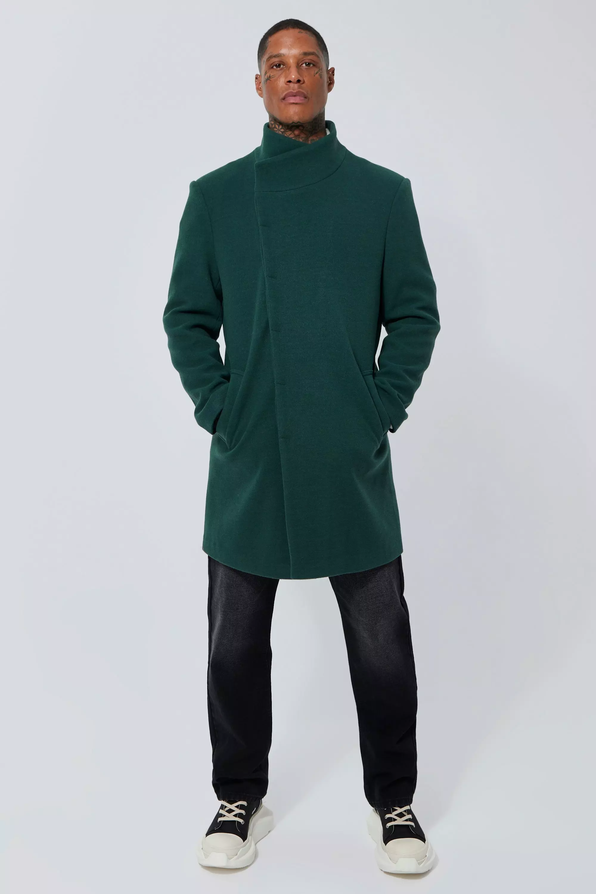 Mens high 2024 collar overcoat