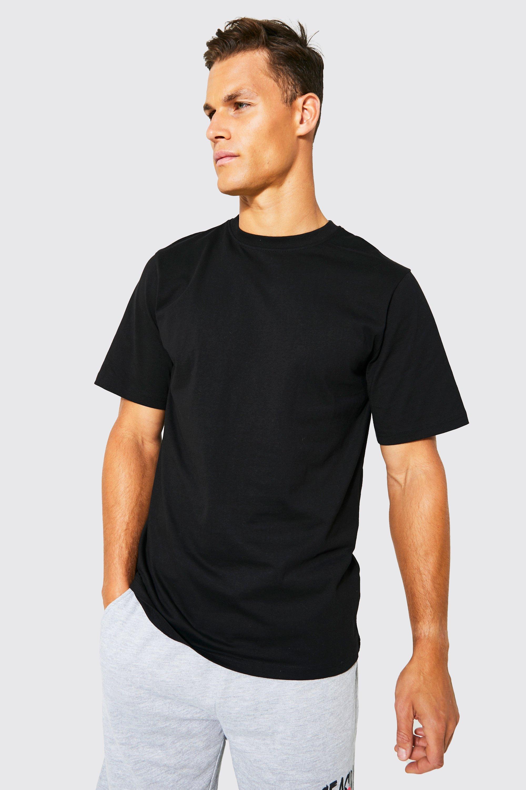Mens Black Tall Basic Crew Neck T-shirt, Black