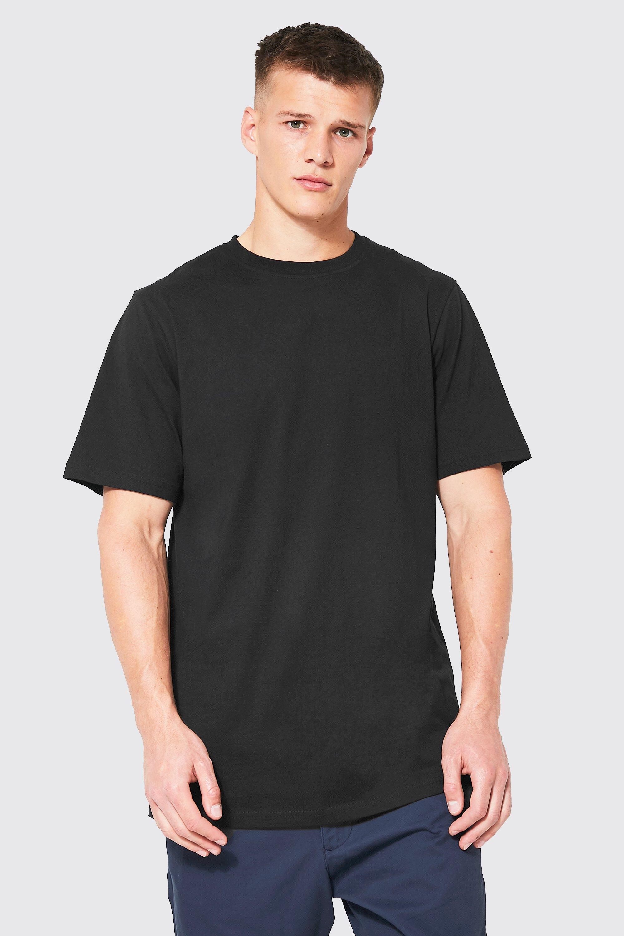 Image of T-shirt lunga Tall Basic a girocollo, Nero