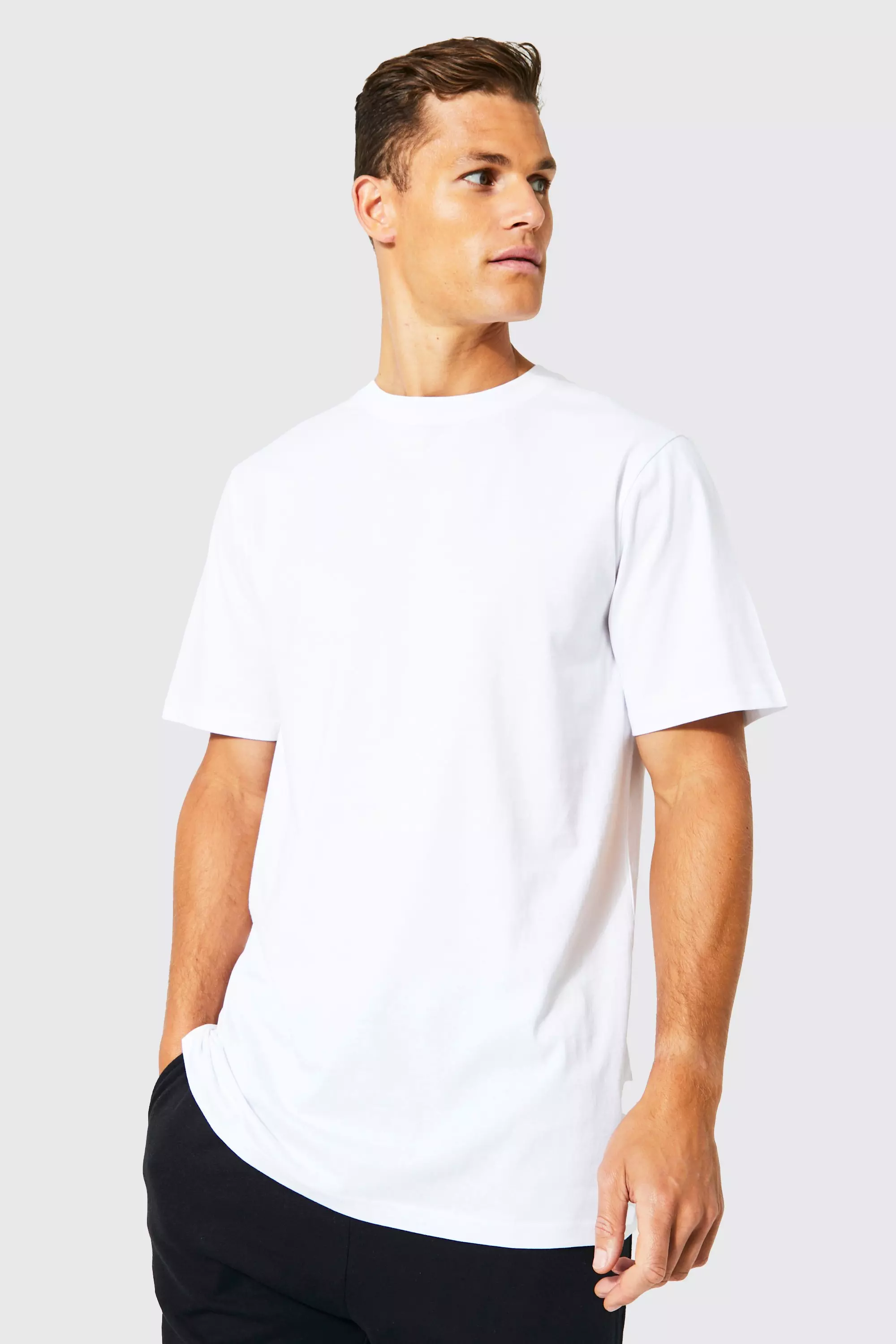 White longline t shirt mens sale