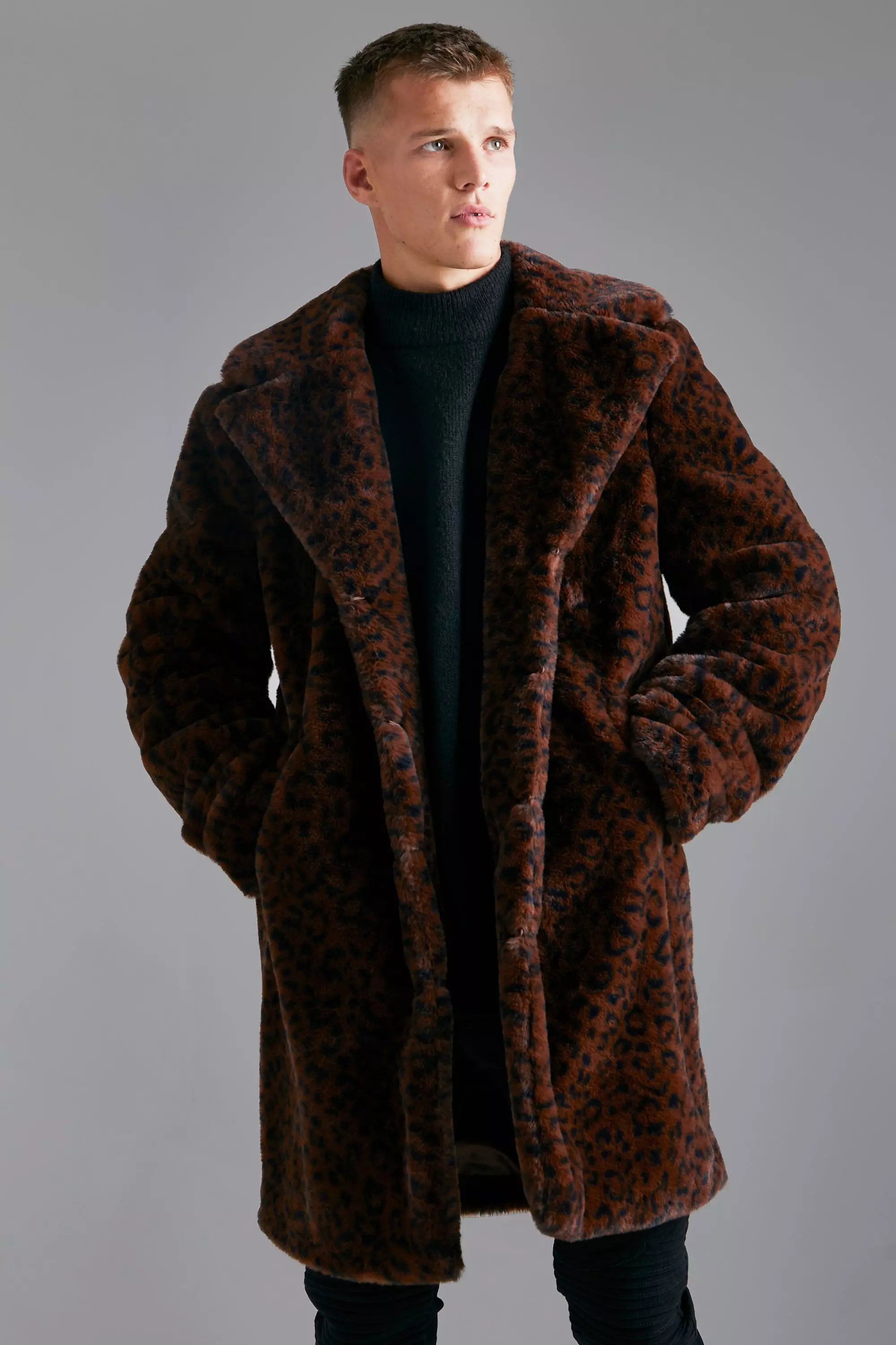 boohooMAN Men's Oversized Faux Fur Lounge Set