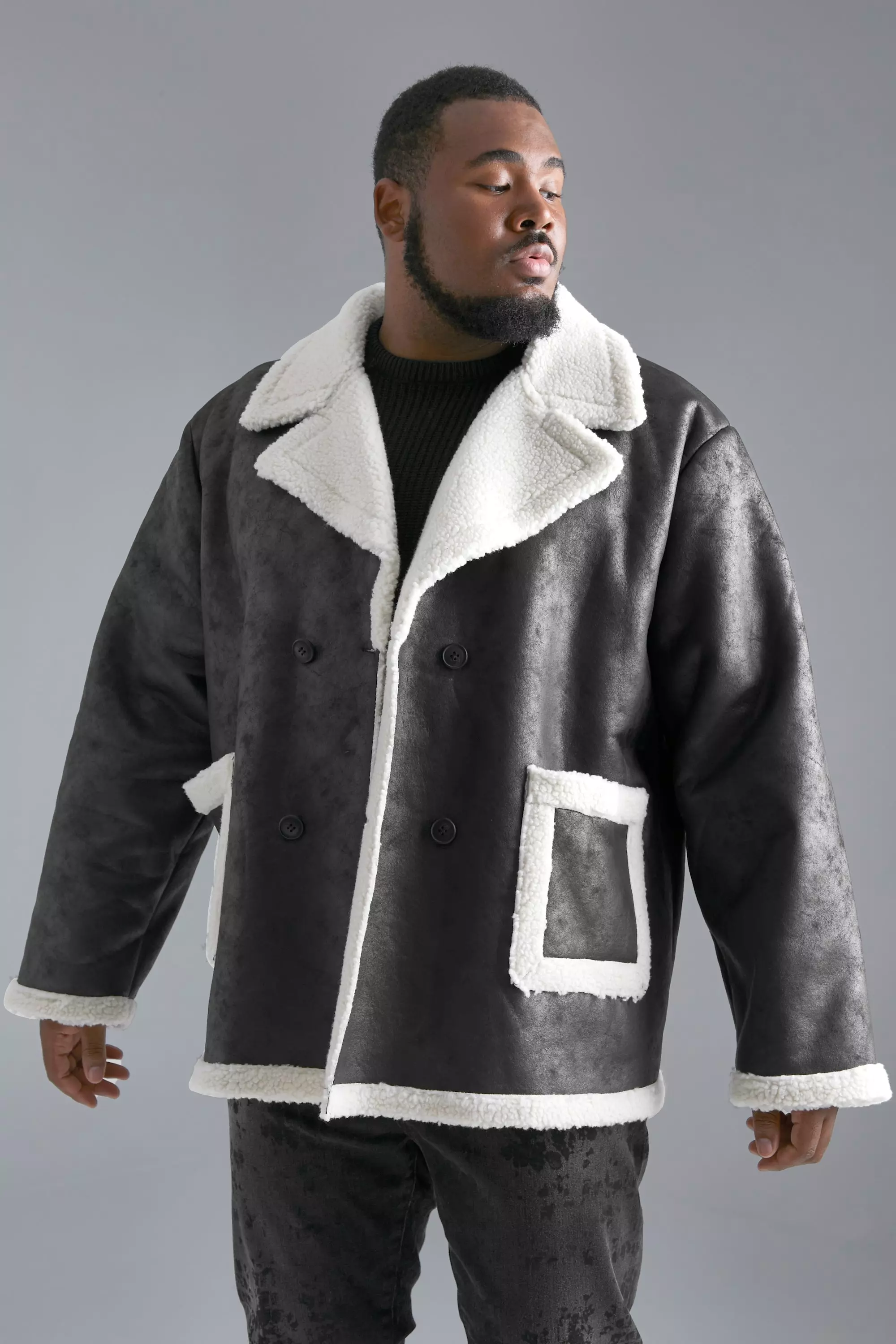 Men's faux suede outlet shearling coat