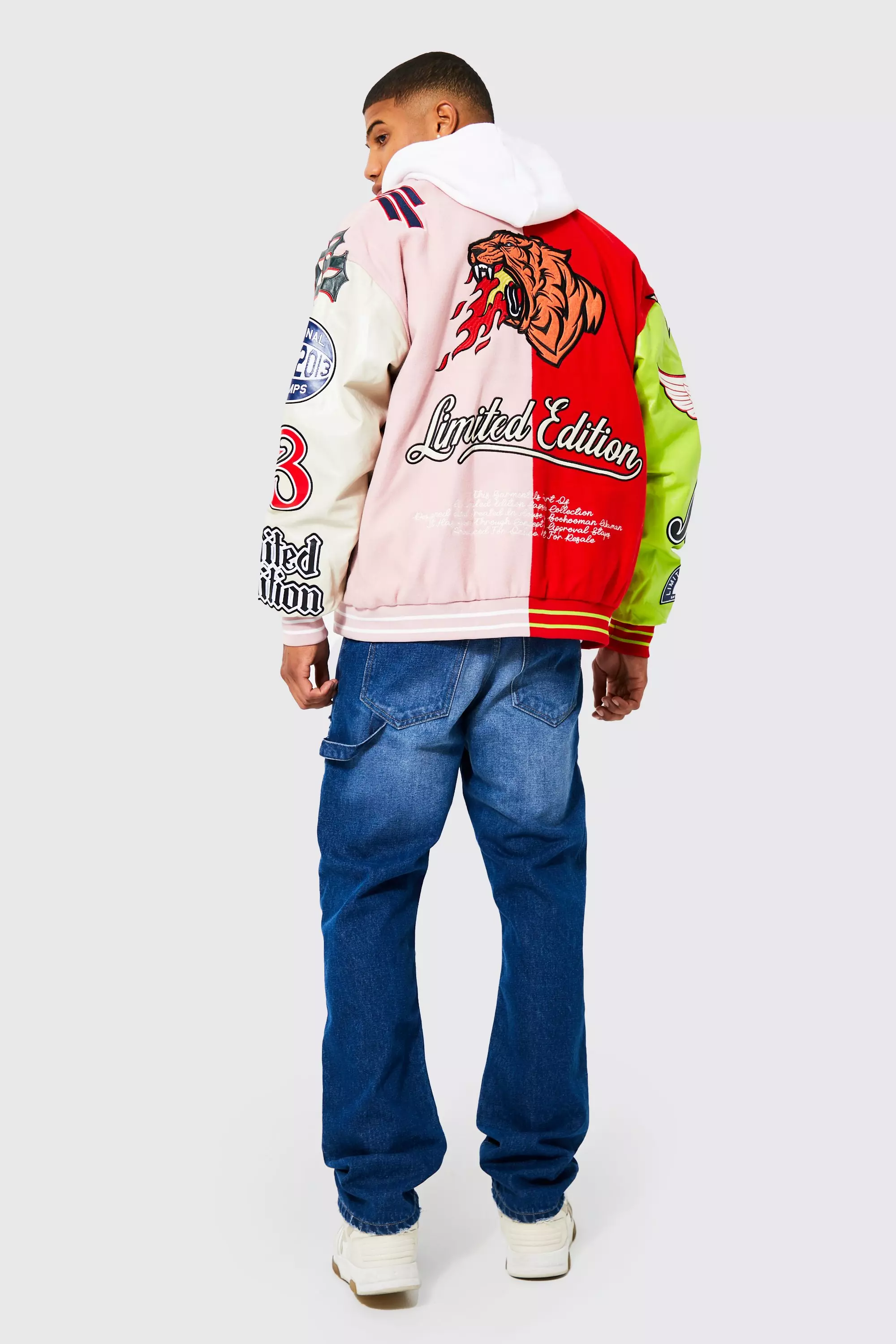 MULTI PATCHES MIXED LEATHER VARSITY BLOUSON Jacket Arms With Bouclette  Embroidered Patches Jackets Men Women Designer Striped Wool Ribs On From  Yddseven, $102.92