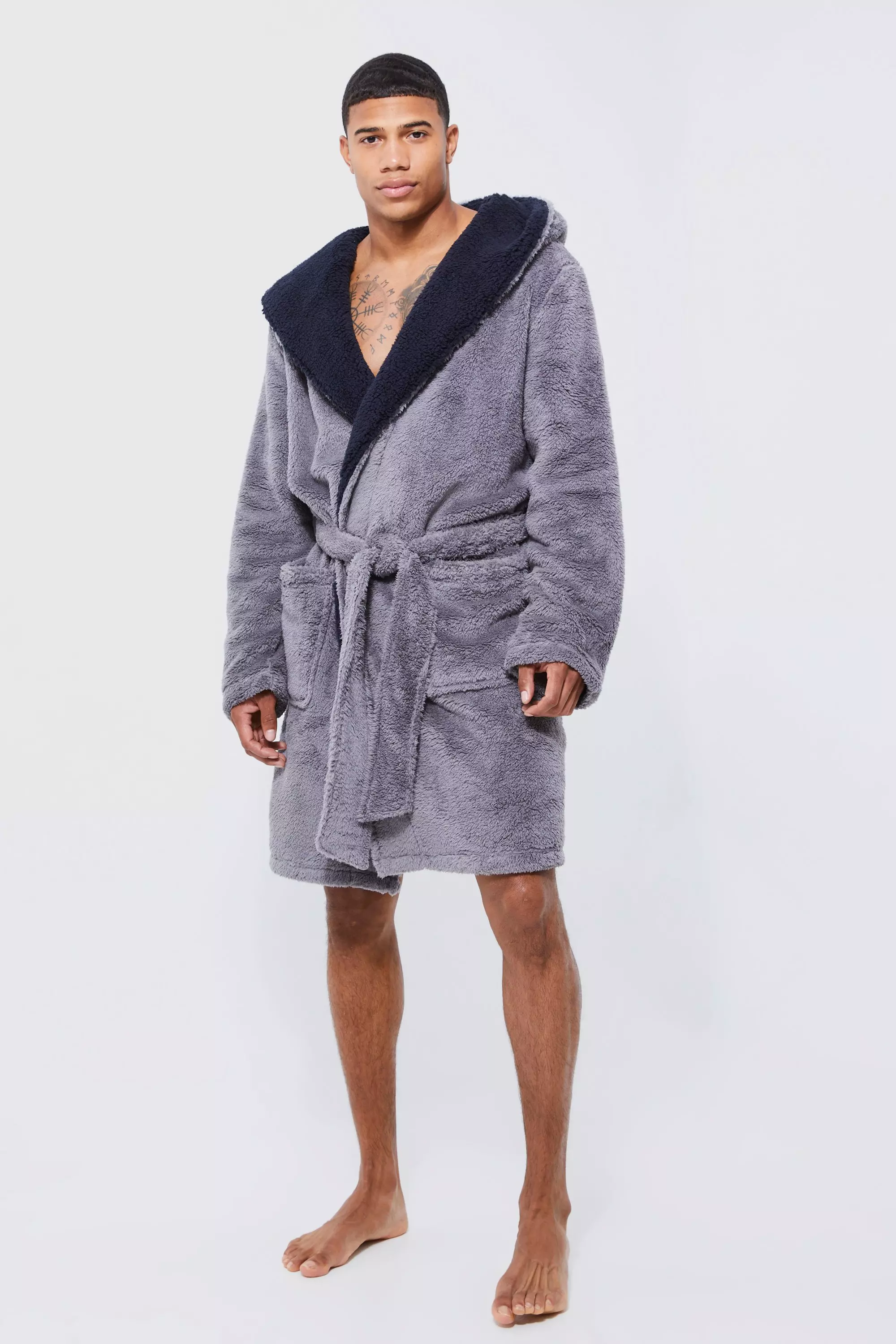 Fleece lined dressing hot sale gown mens