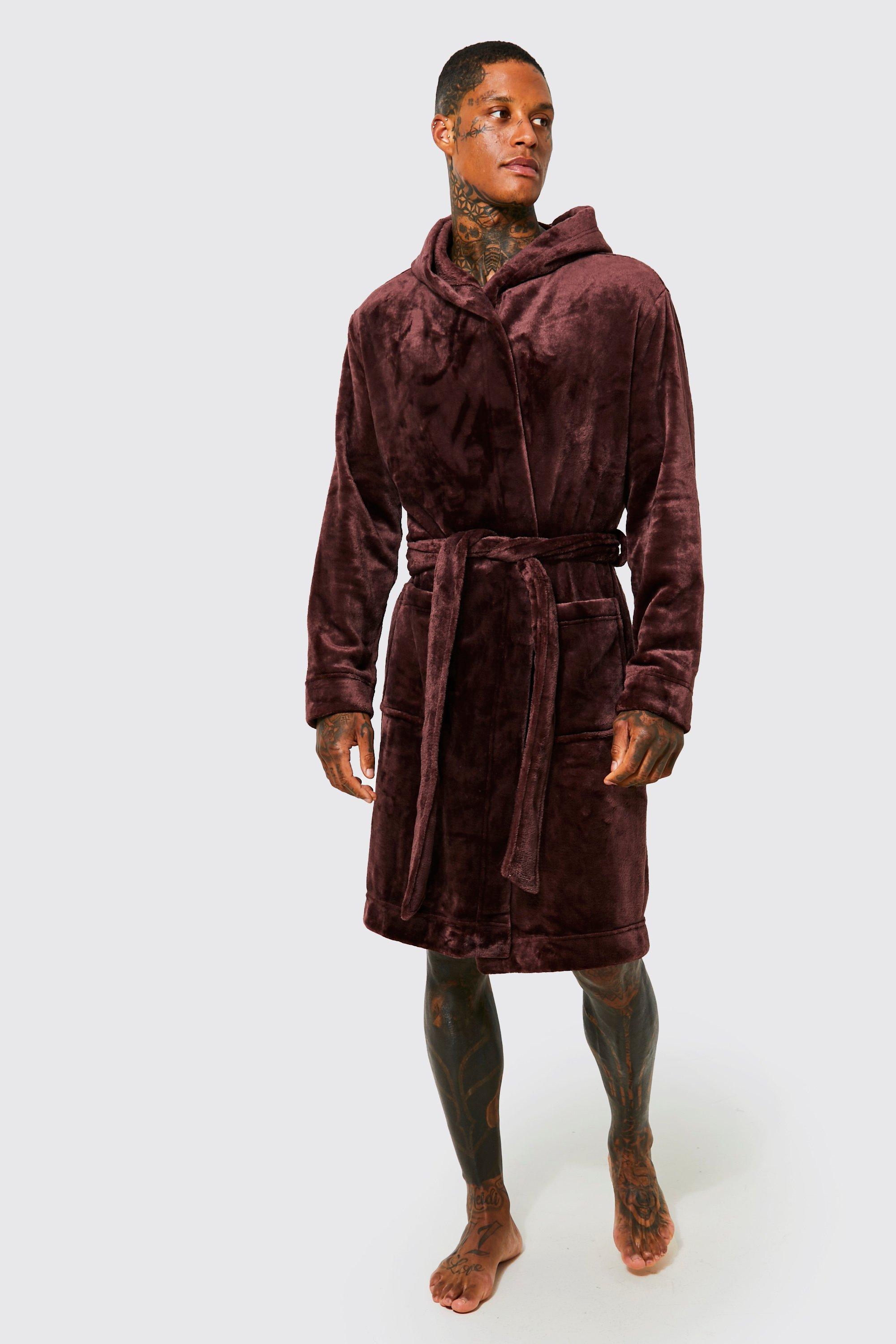 dressing gown de chambre à capuche homme - brun - m, brun