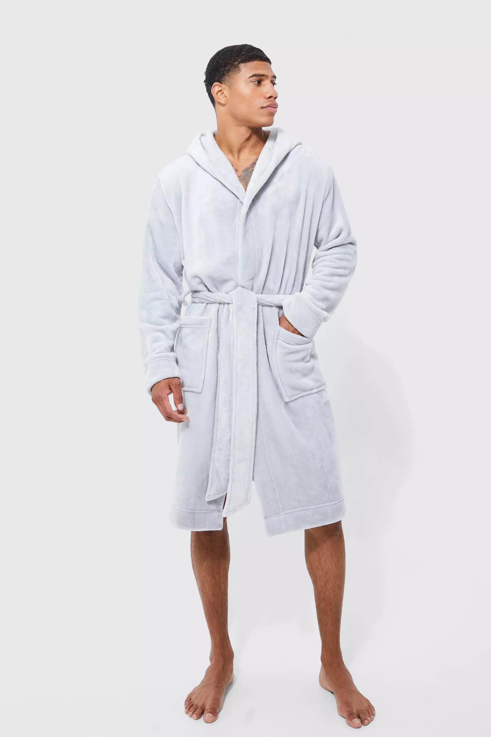 Hooded Dressing Gown boohooMAN UK