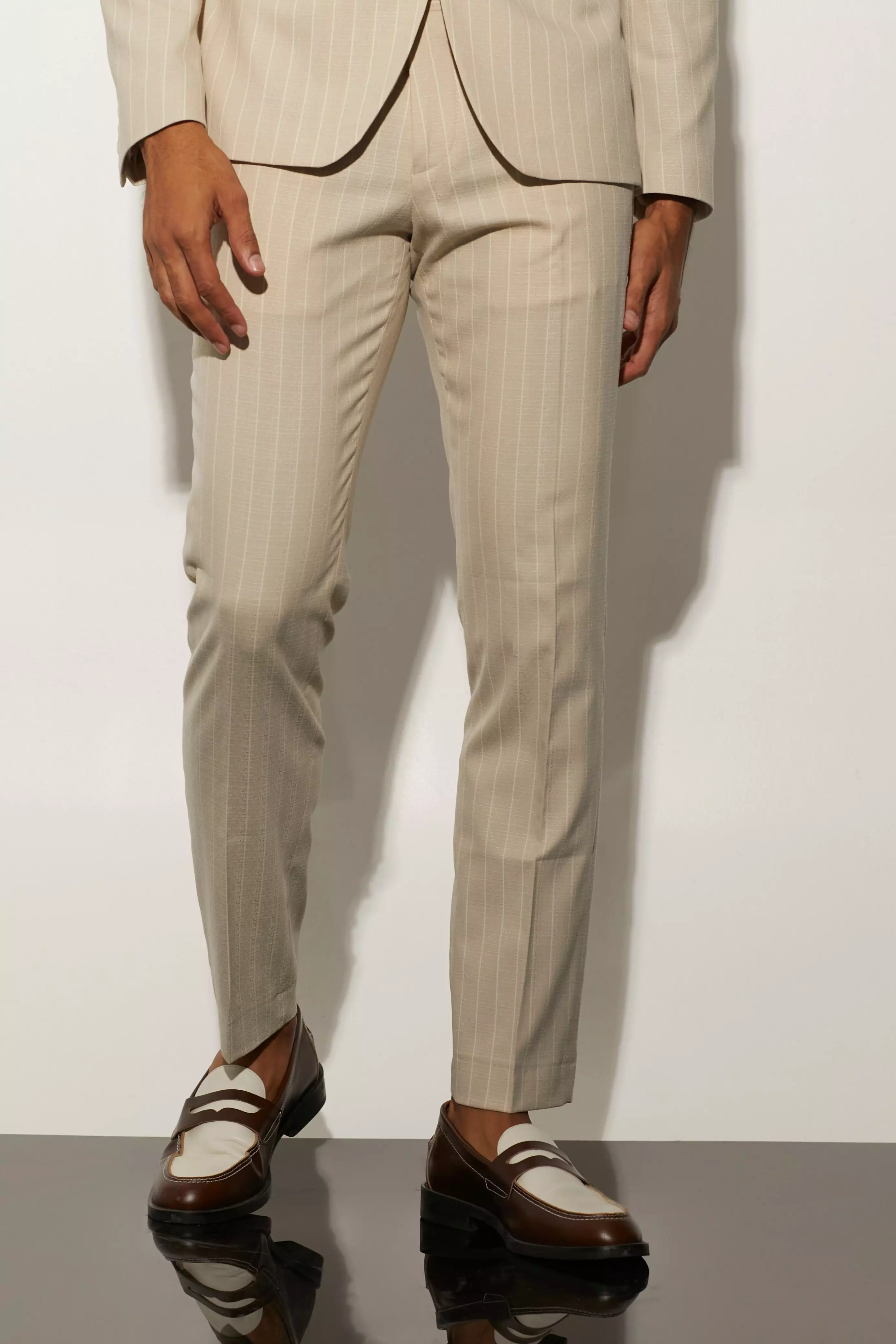 Slim Stripe Textured Suit Pants