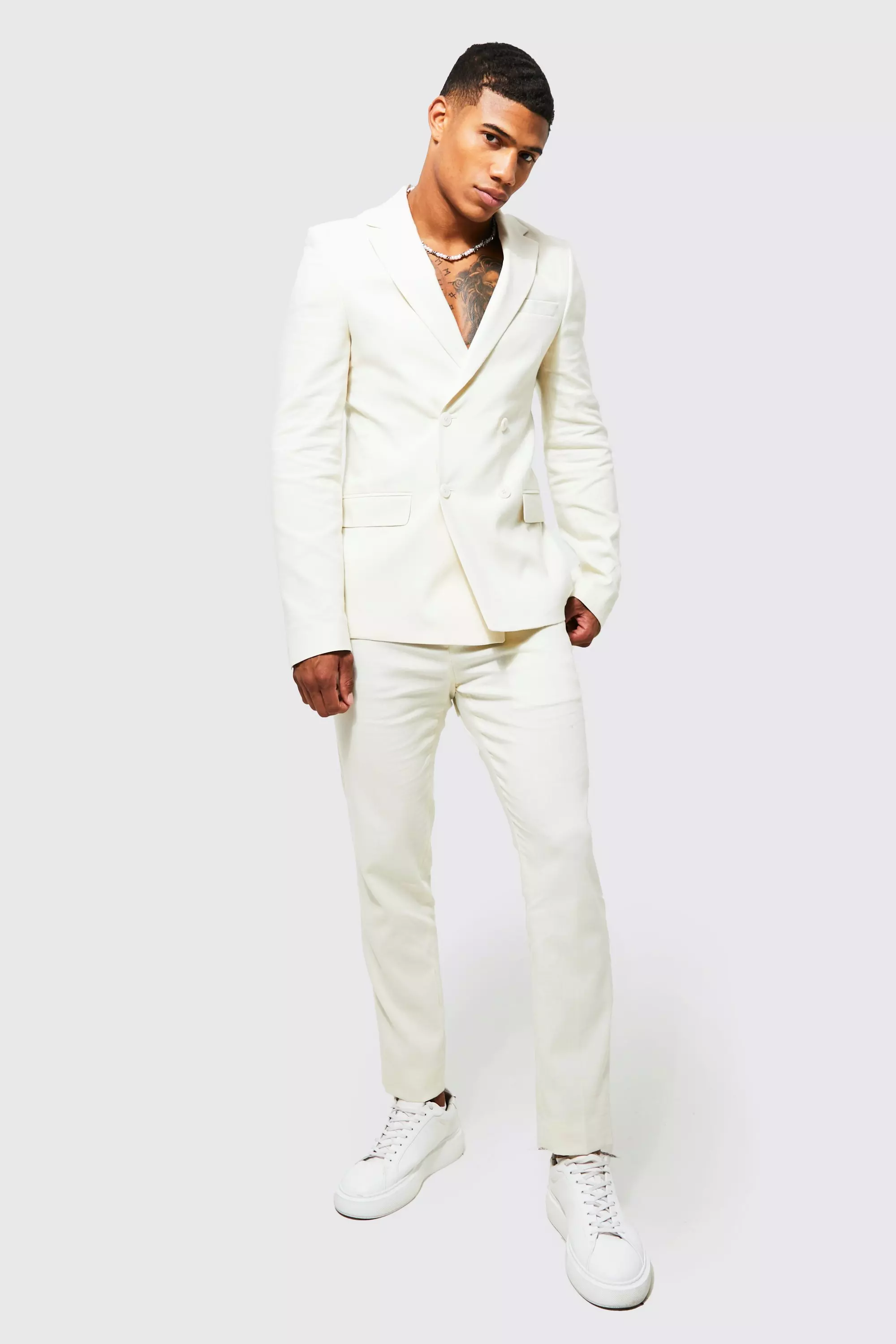 Mens skinny hot sale linen suit