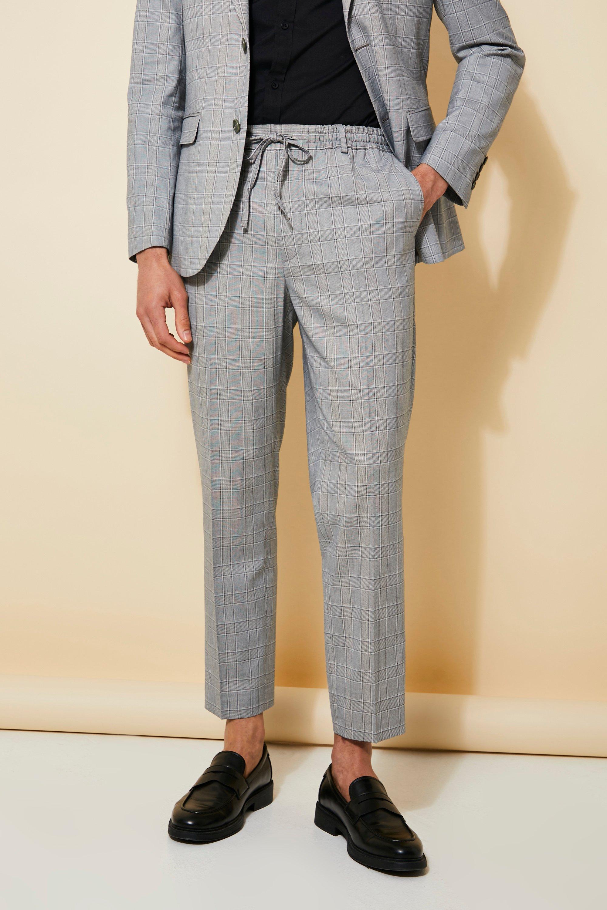 pantalon de costume à taille élastiquée homme - gris - 30r, gris