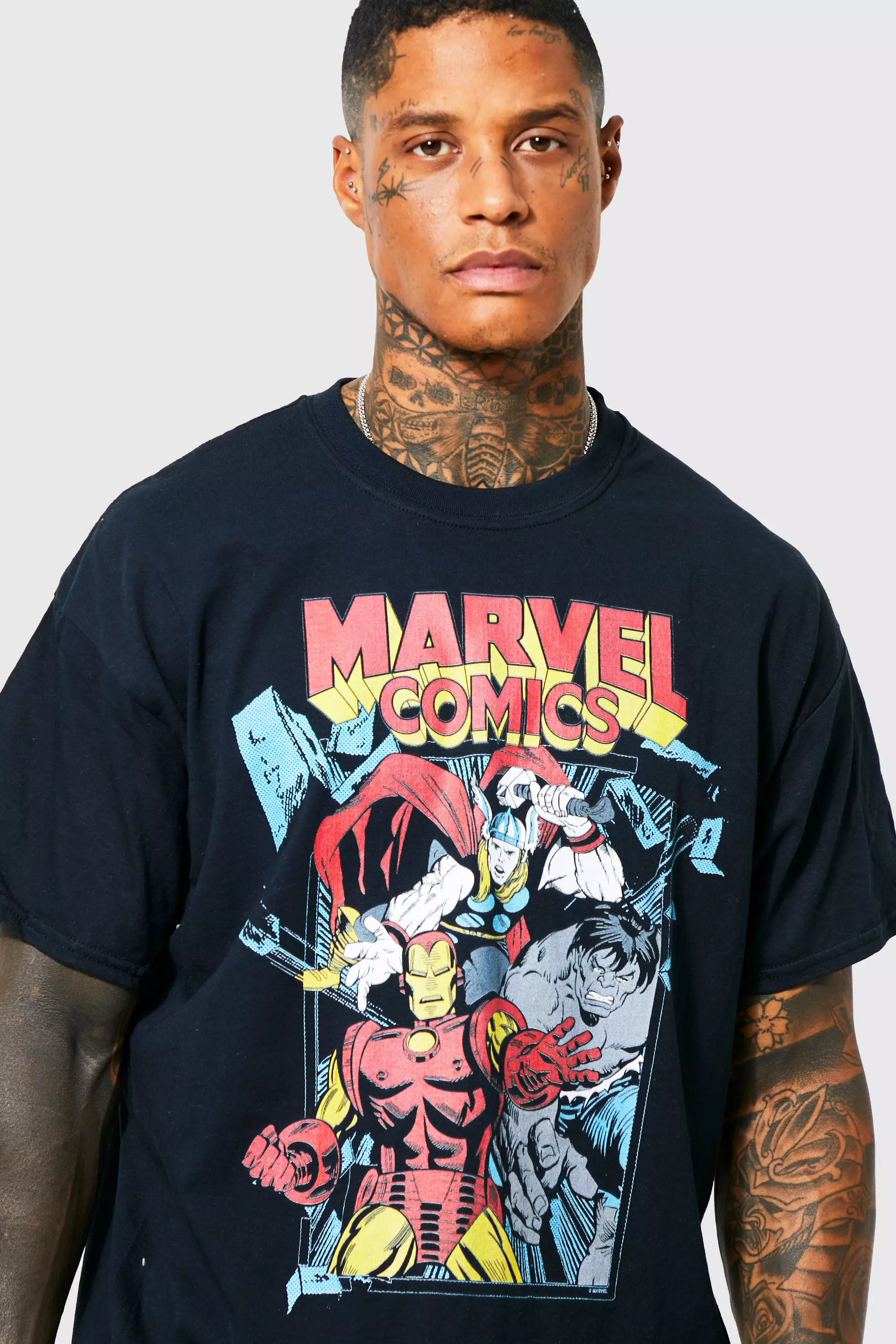 Oversized Marvel boohooMAN License Comics USA T-shirt 