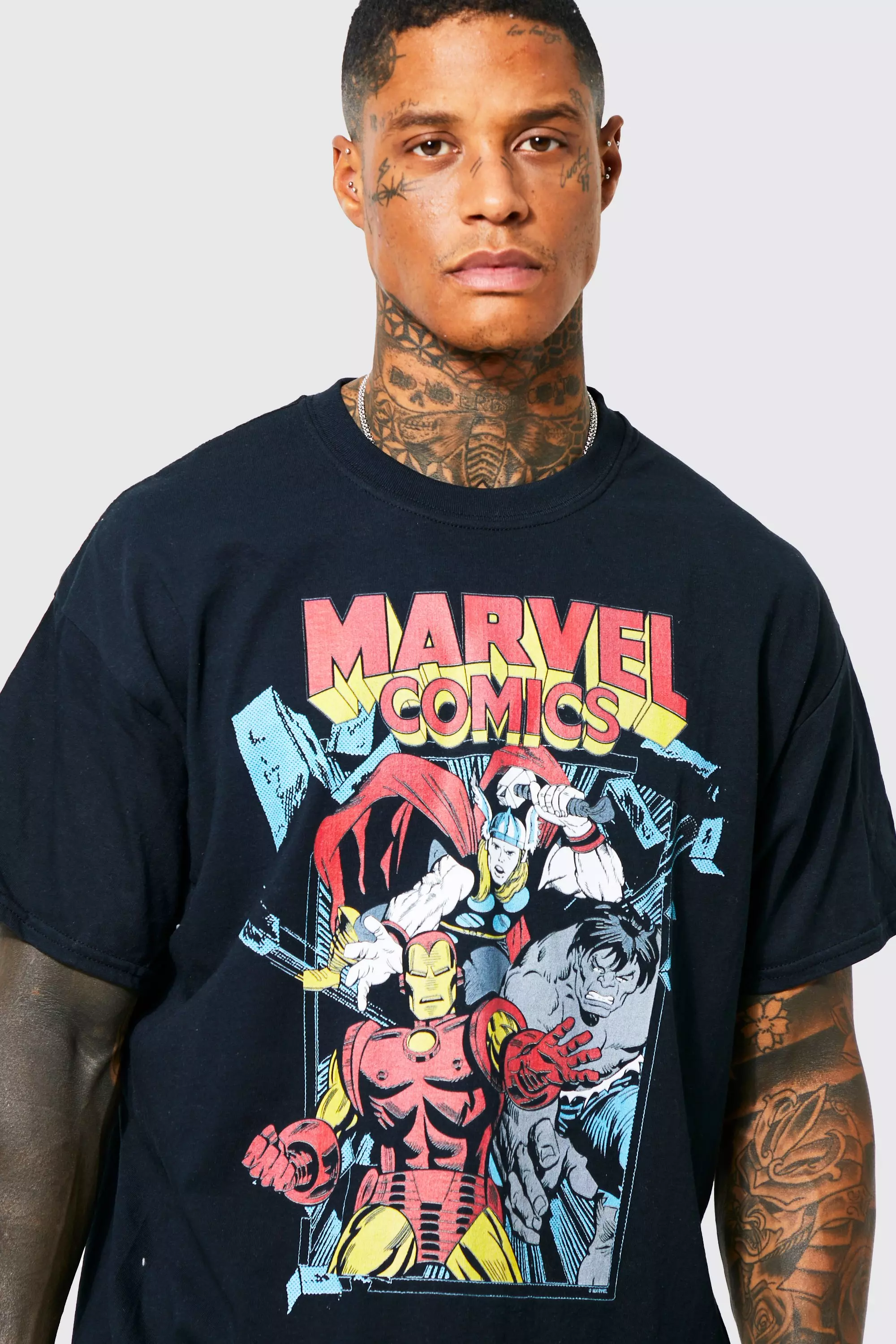 USA boohooMAN Marvel Oversized | License T-shirt Comics