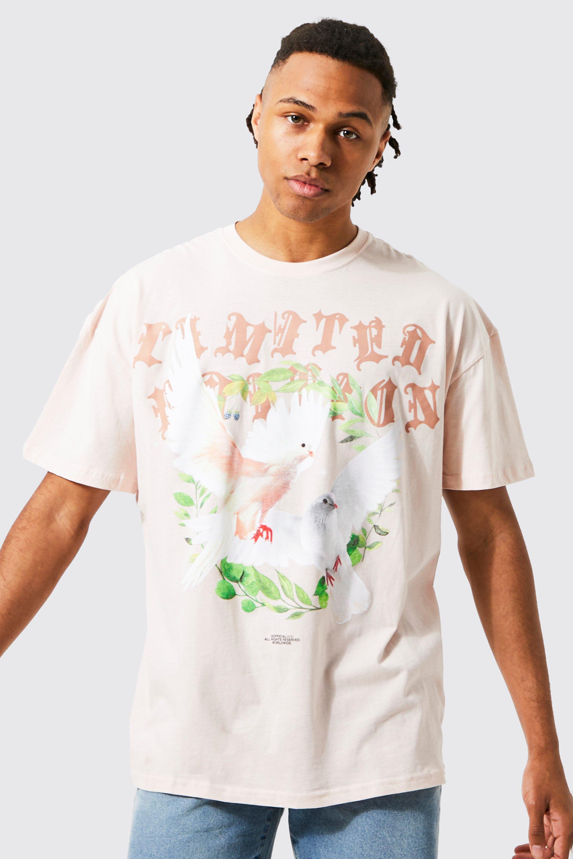 T-Shirt Oversize À Imprimé Colombe - Limited Edition - Lumineux - S, Lumineux