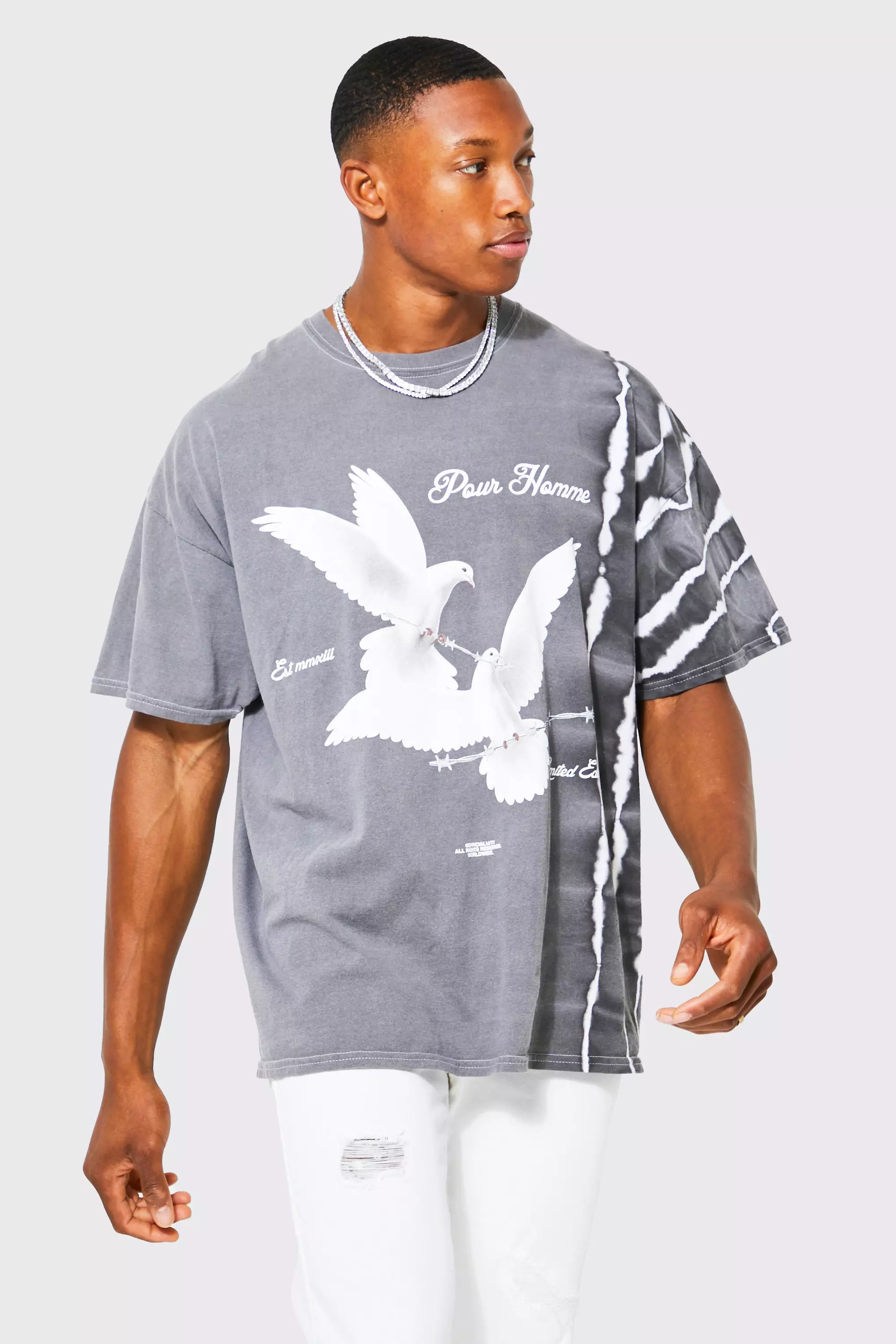 Oversized Bleach Tie Dye Graphic T-shirt | boohooMAN USA