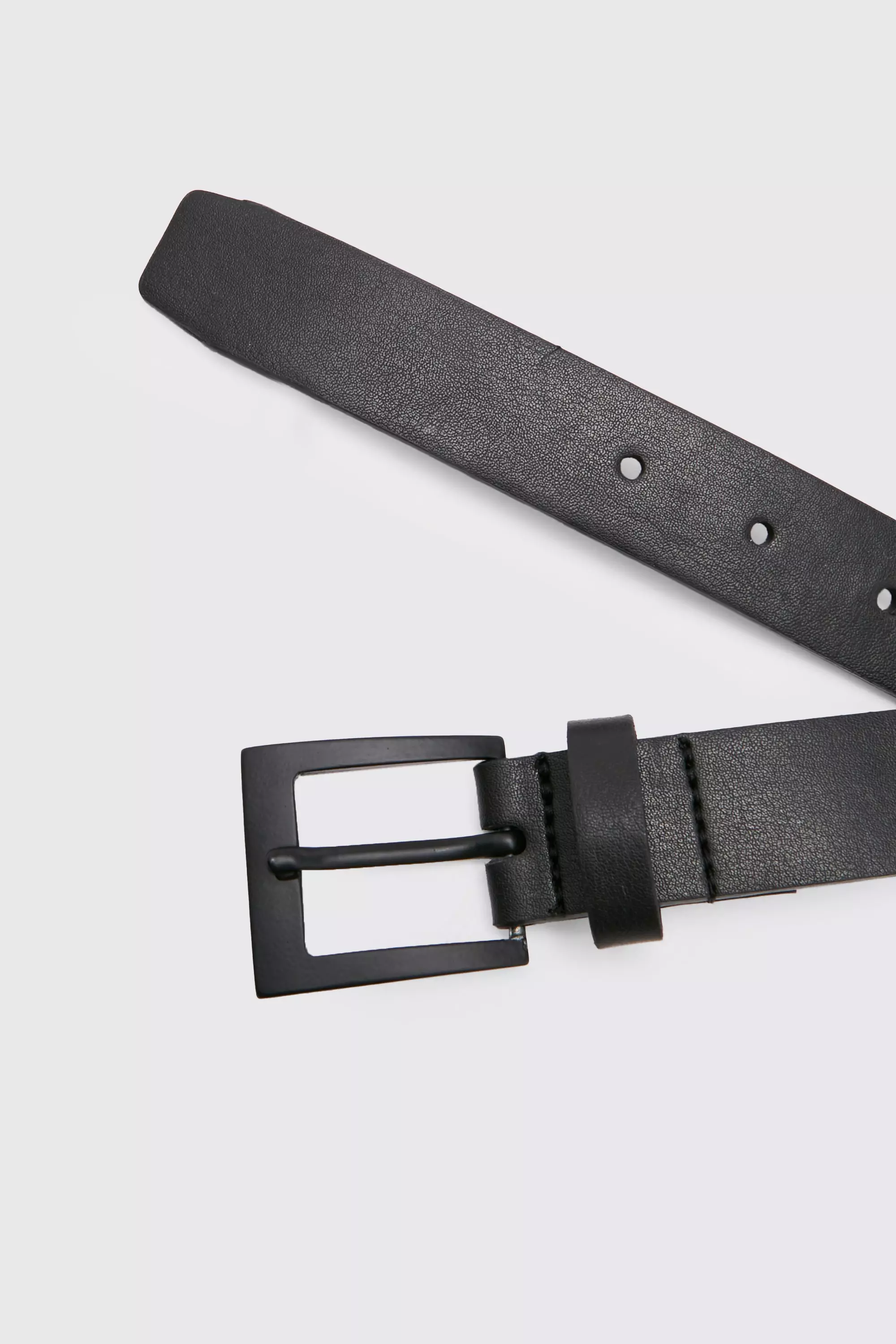 Matte Black Rectangle Buckle Faux Leather Belt