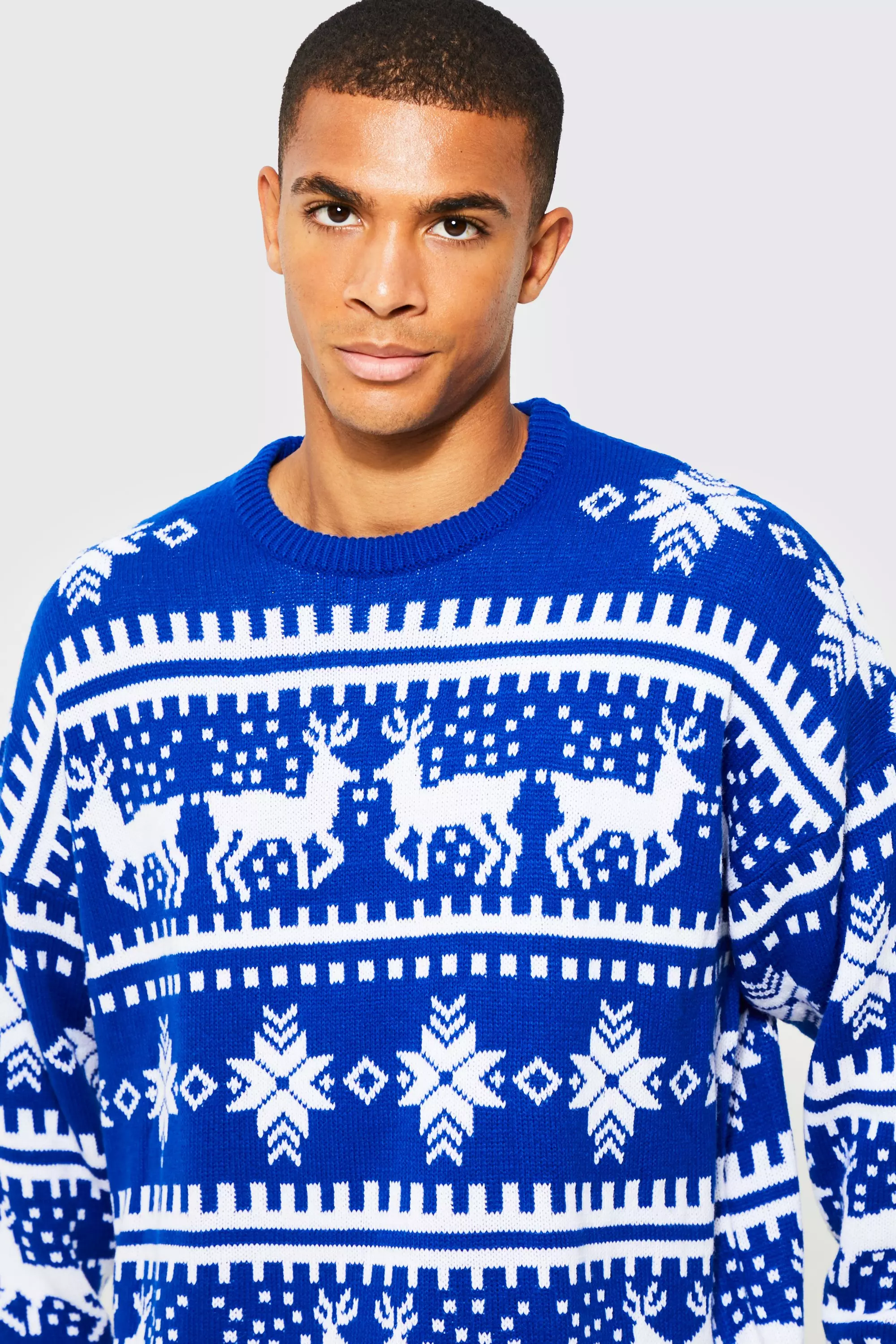 Blue and white outlet christmas sweater