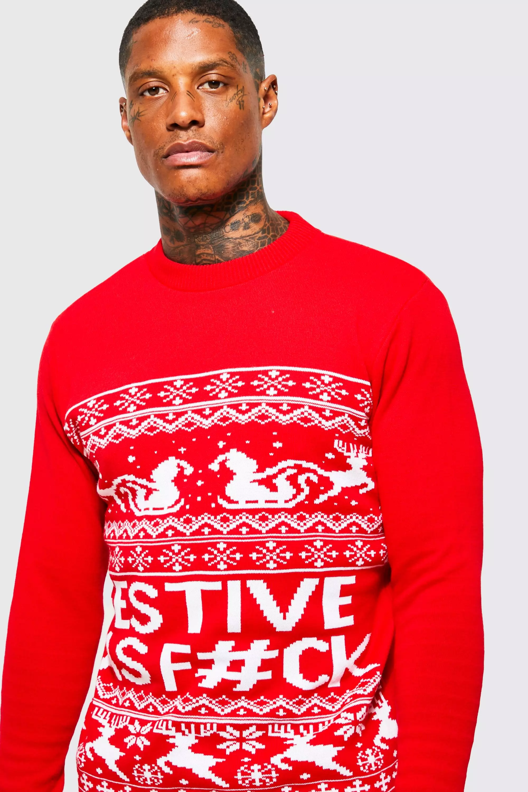 Mens red 2025 christmas sweater