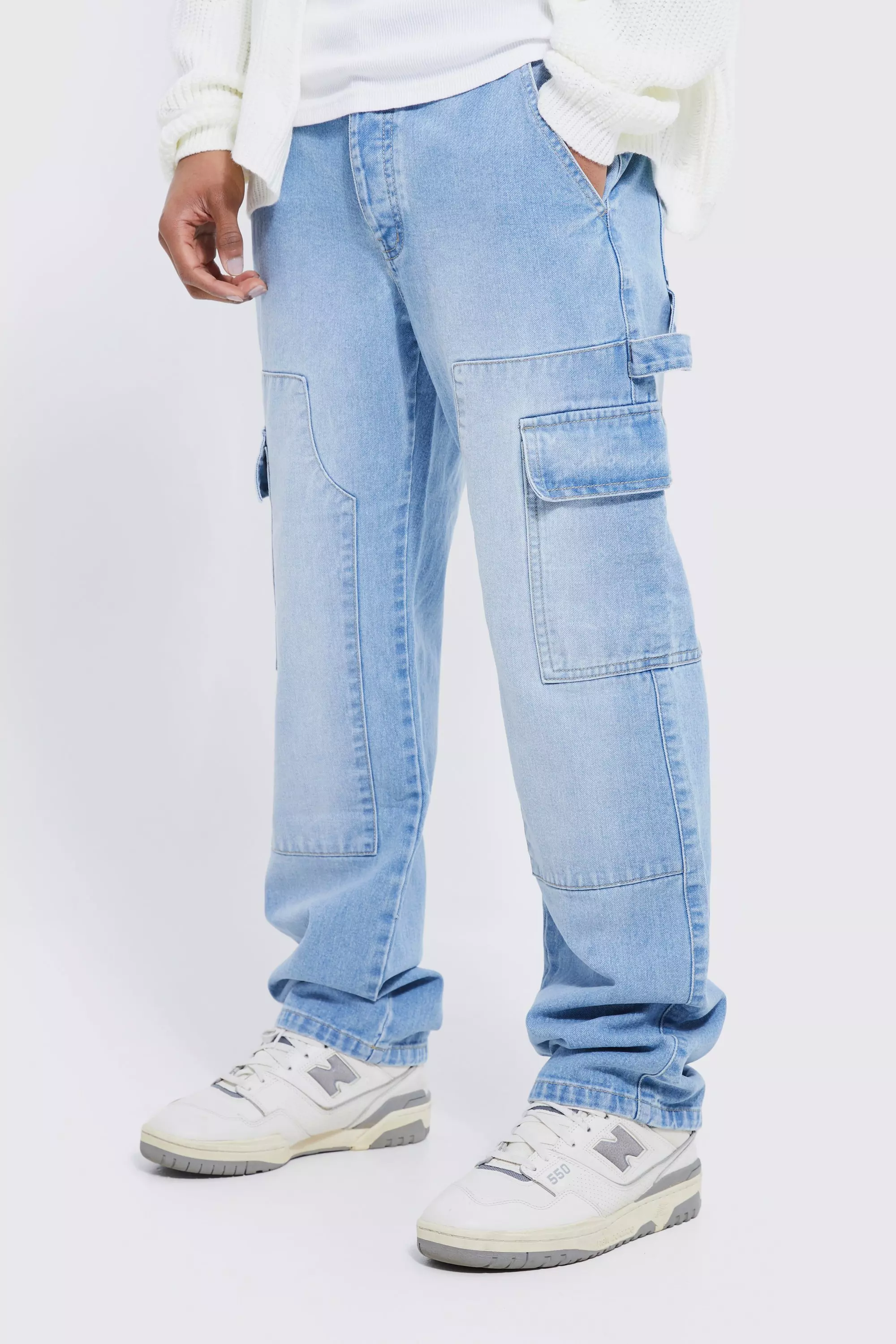 Men's Light Blue Cargo Jeans