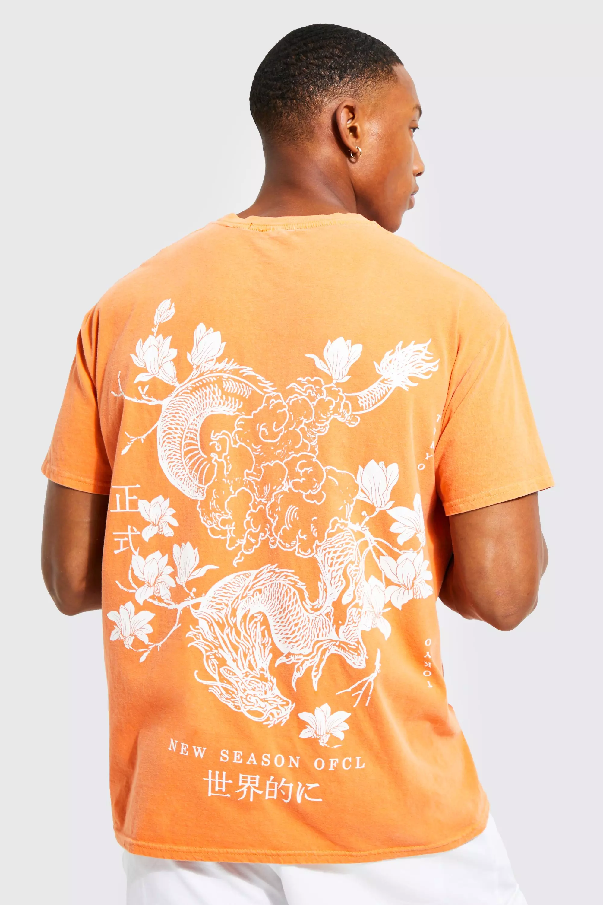 Oversized Overdyed Dragon Graphic T-shirt