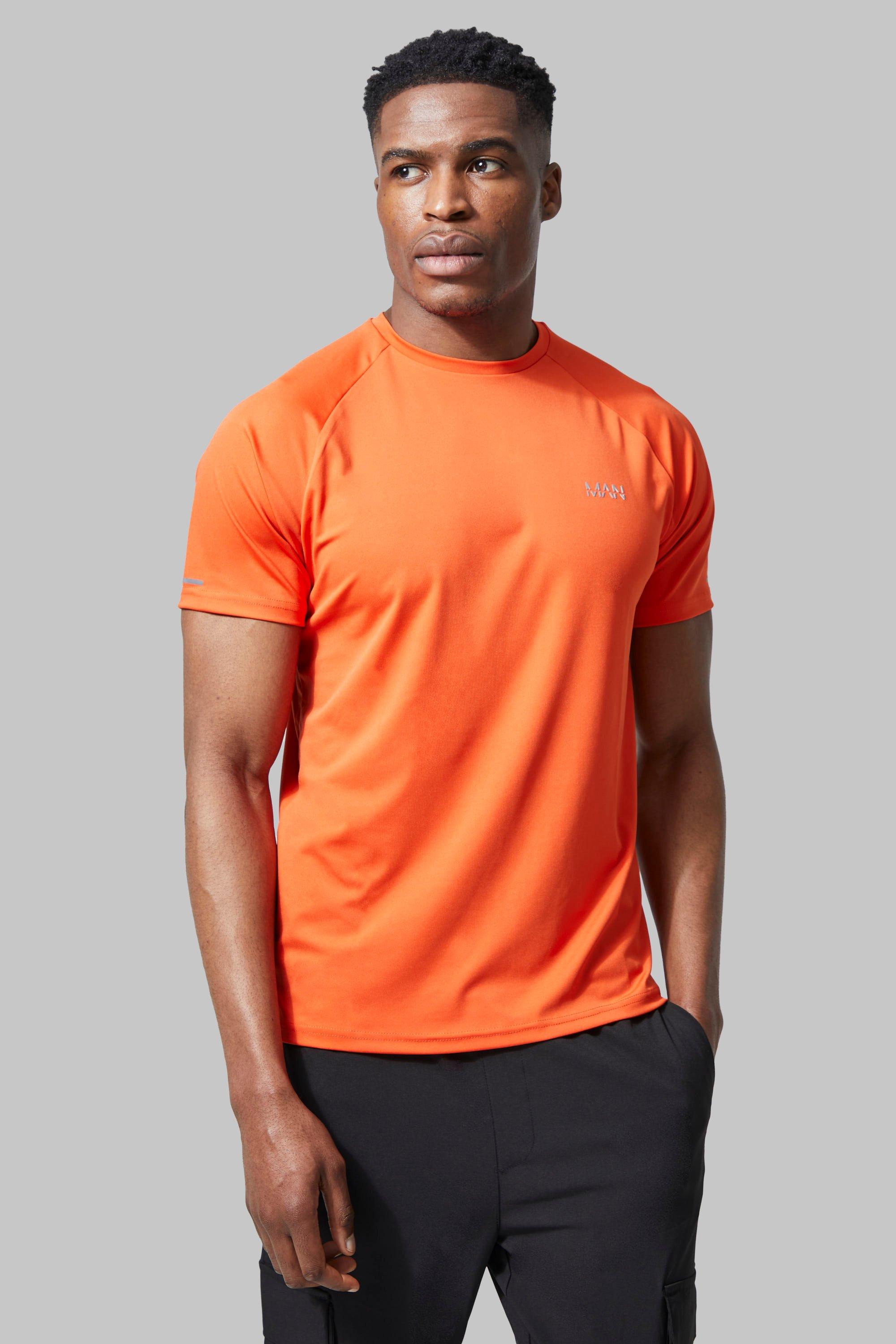 Mens Orange Man Active Gym Raglan T-shirt, Orange