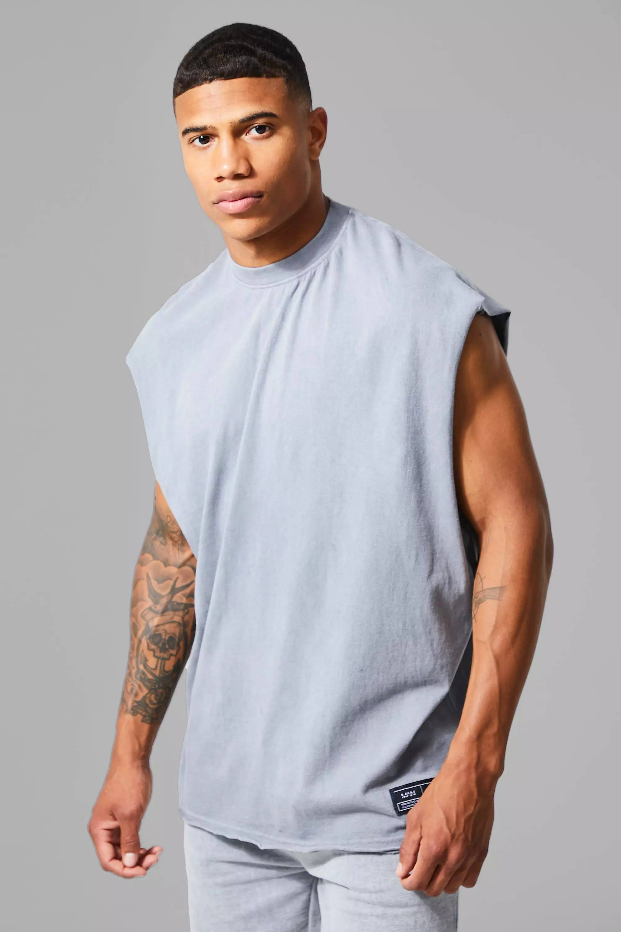 Man Active Oversized Cut Off T-shirt | boohooMAN USA