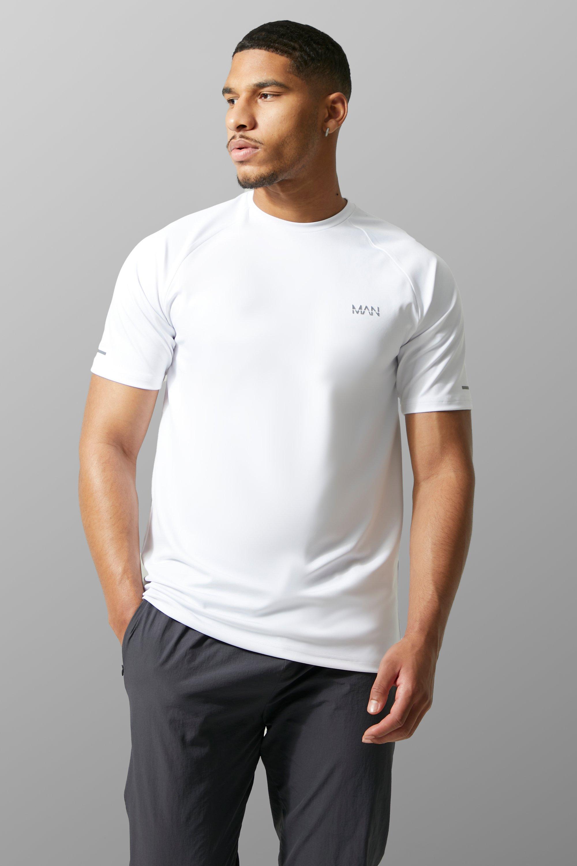 Mens White Tall Man Active Gym Raglan T-shirt, White