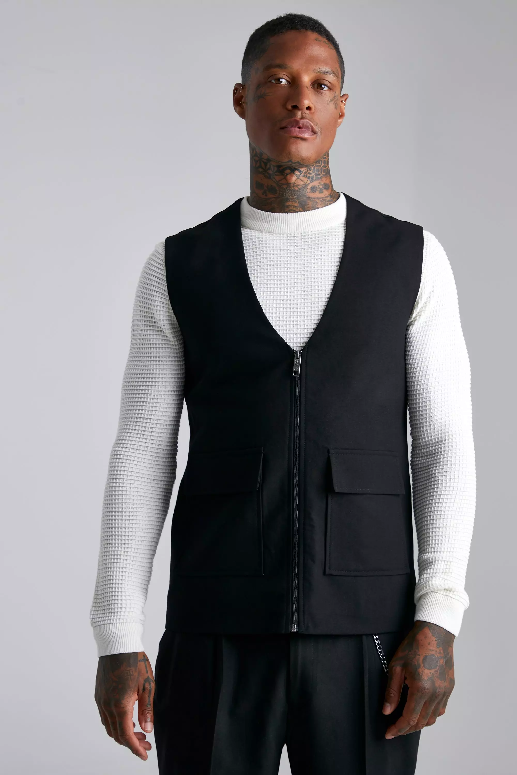 Co-ord Denim Utility Gilet in 2023  Asos designs, Mens outfits, Black  waistcoat