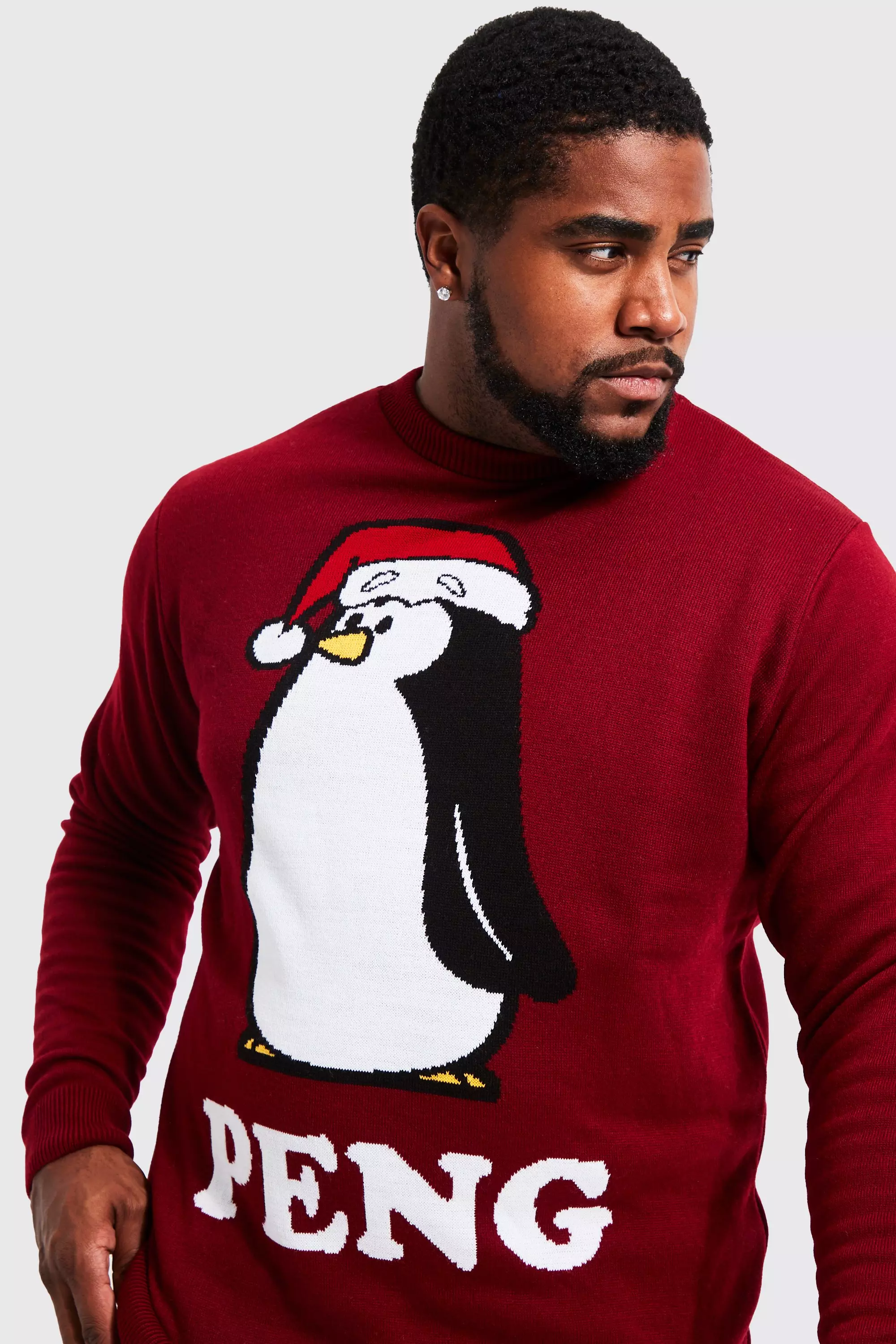 Plus Peng Novelty Christmas Jumper boohooMAN UK