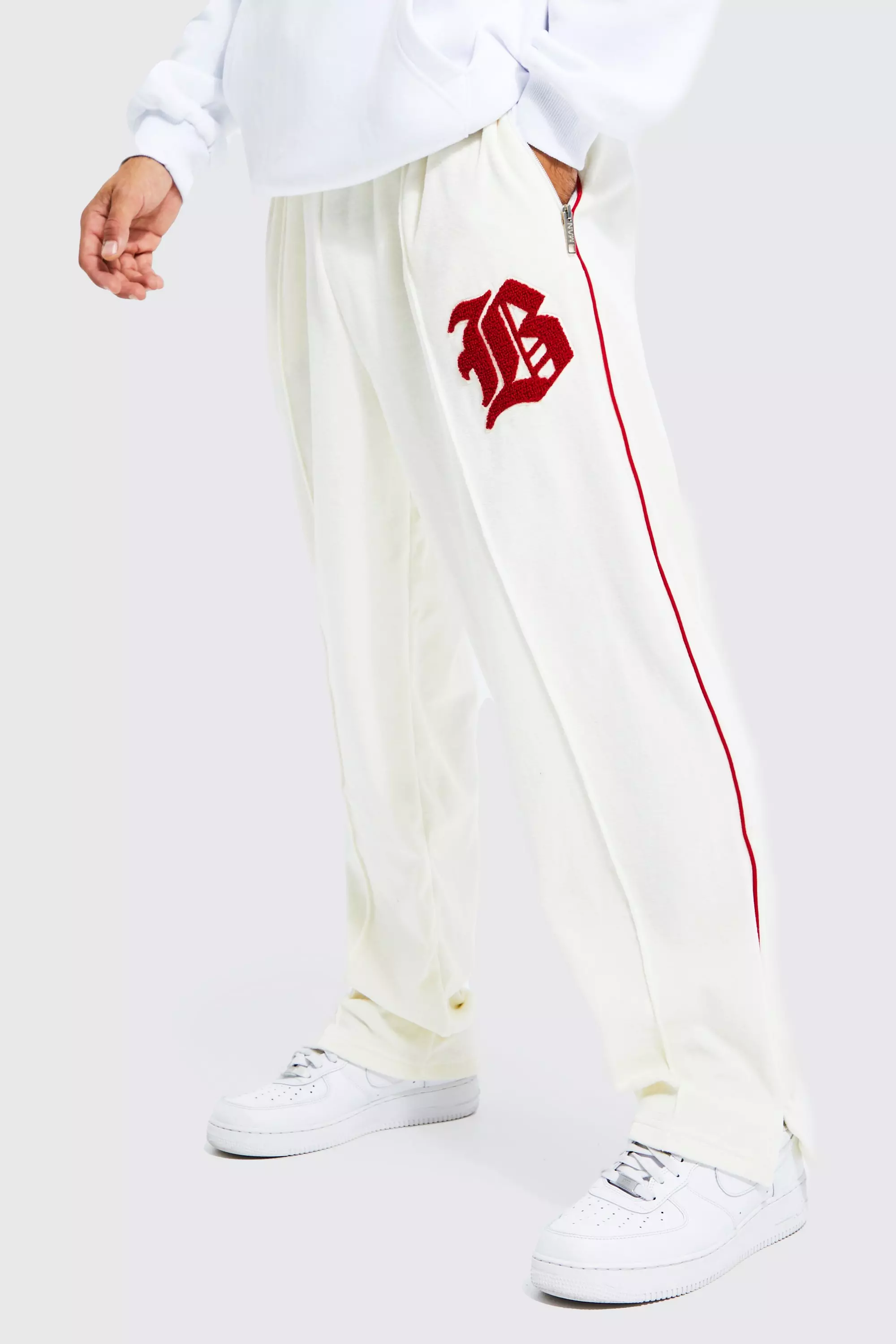 Wide Fit Varsity Velour Sweatpants