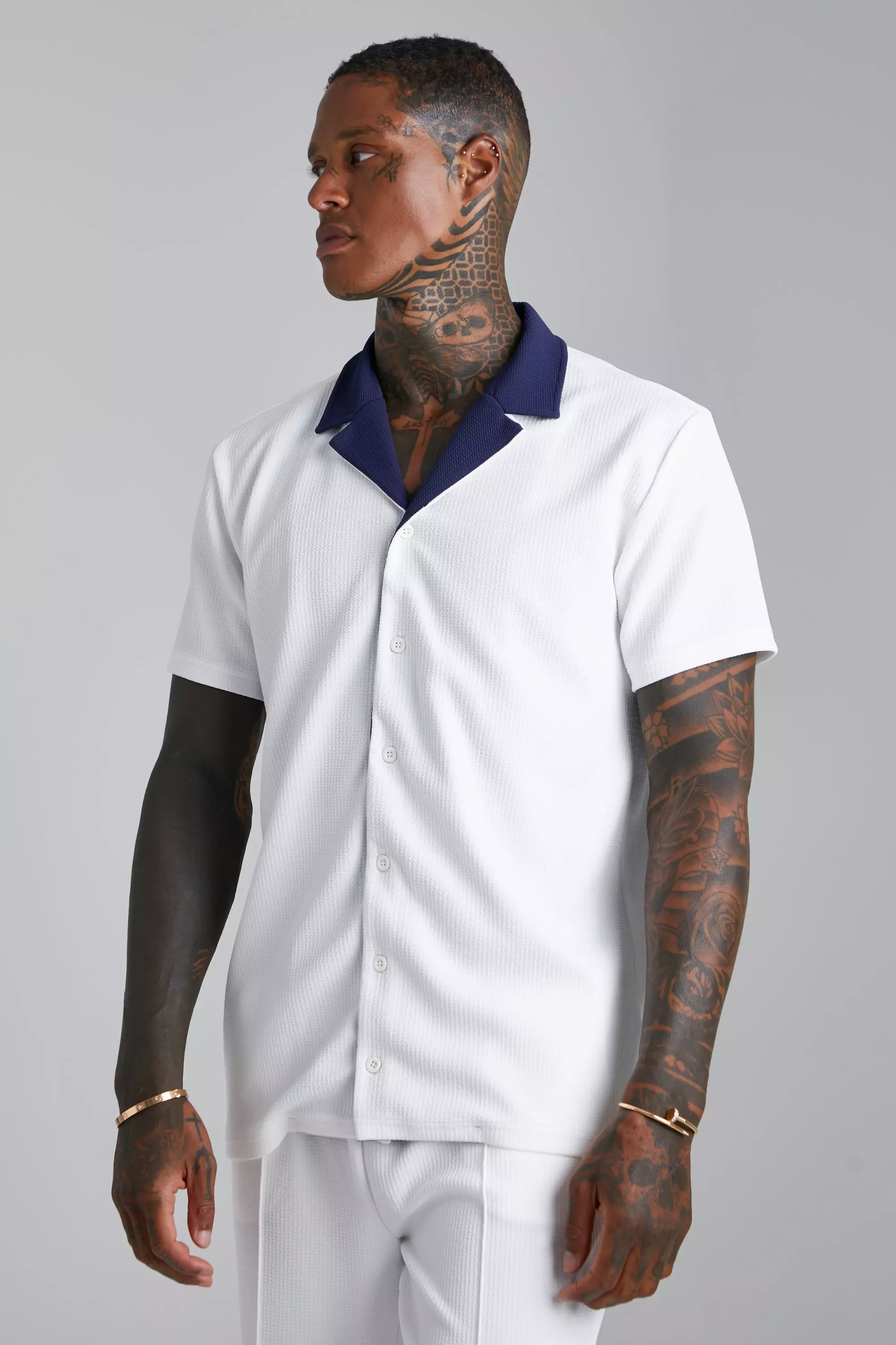 Short Sleeve Jersey Textured Shirt