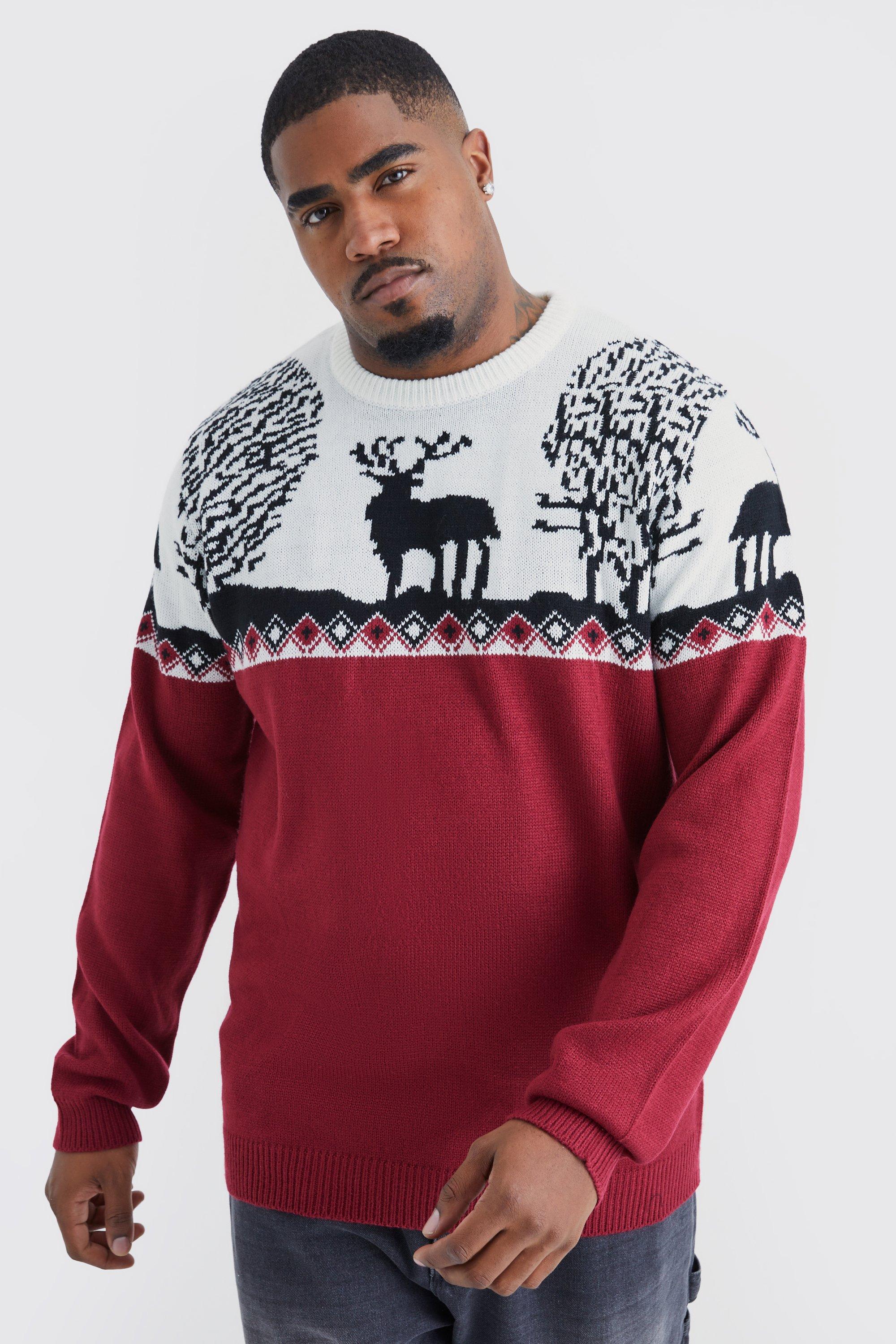 Image of Pullover natalizio Plus Size in maglia con motivi Fairisle, Rosso