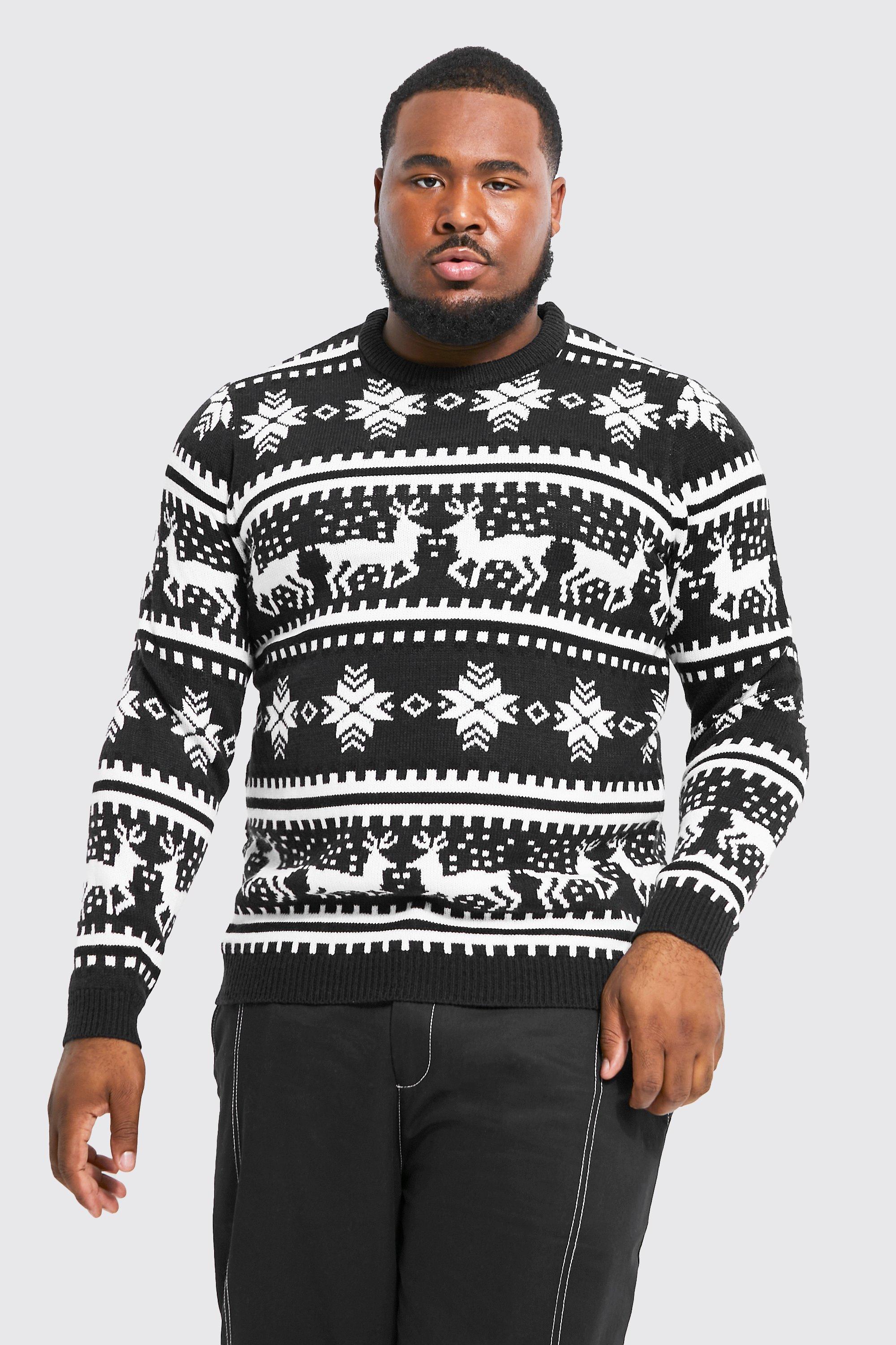 Image of Pullover natalizio Plus Size con renne e motivi Fairisle, Navy