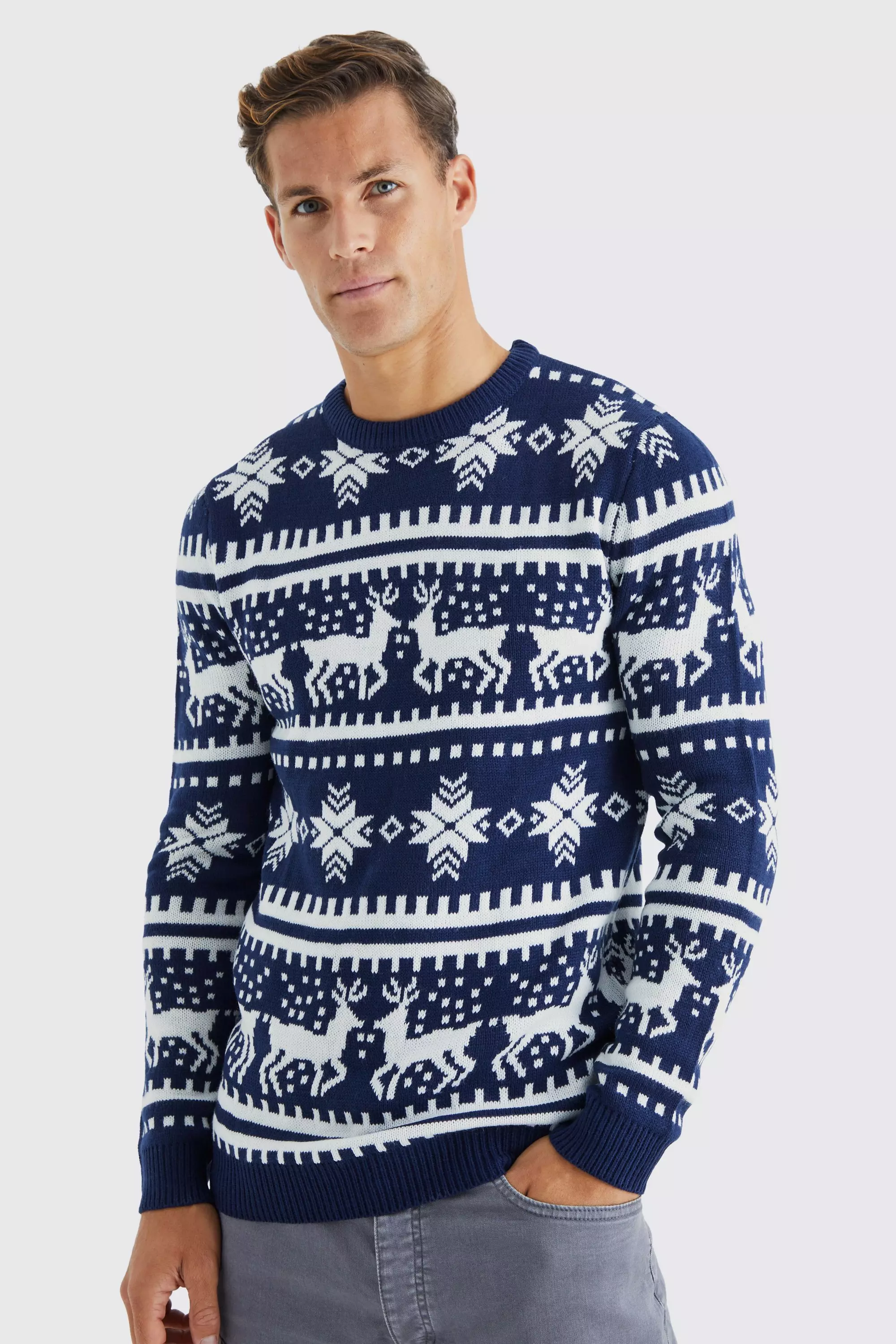 Tall Reindeer Fairisle Christmas Sweater