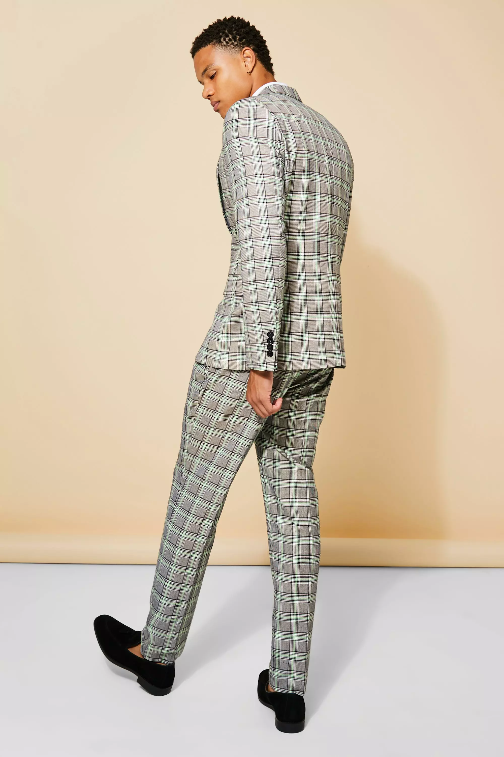 Fashion (01 Ligth Green)Men's Plaid Print Business Vest Suit Fashion  Turn-down Collar Slim Tank Top Coat Spring Single Breasted Blazer Jacket  ACU @ Best Price Online
