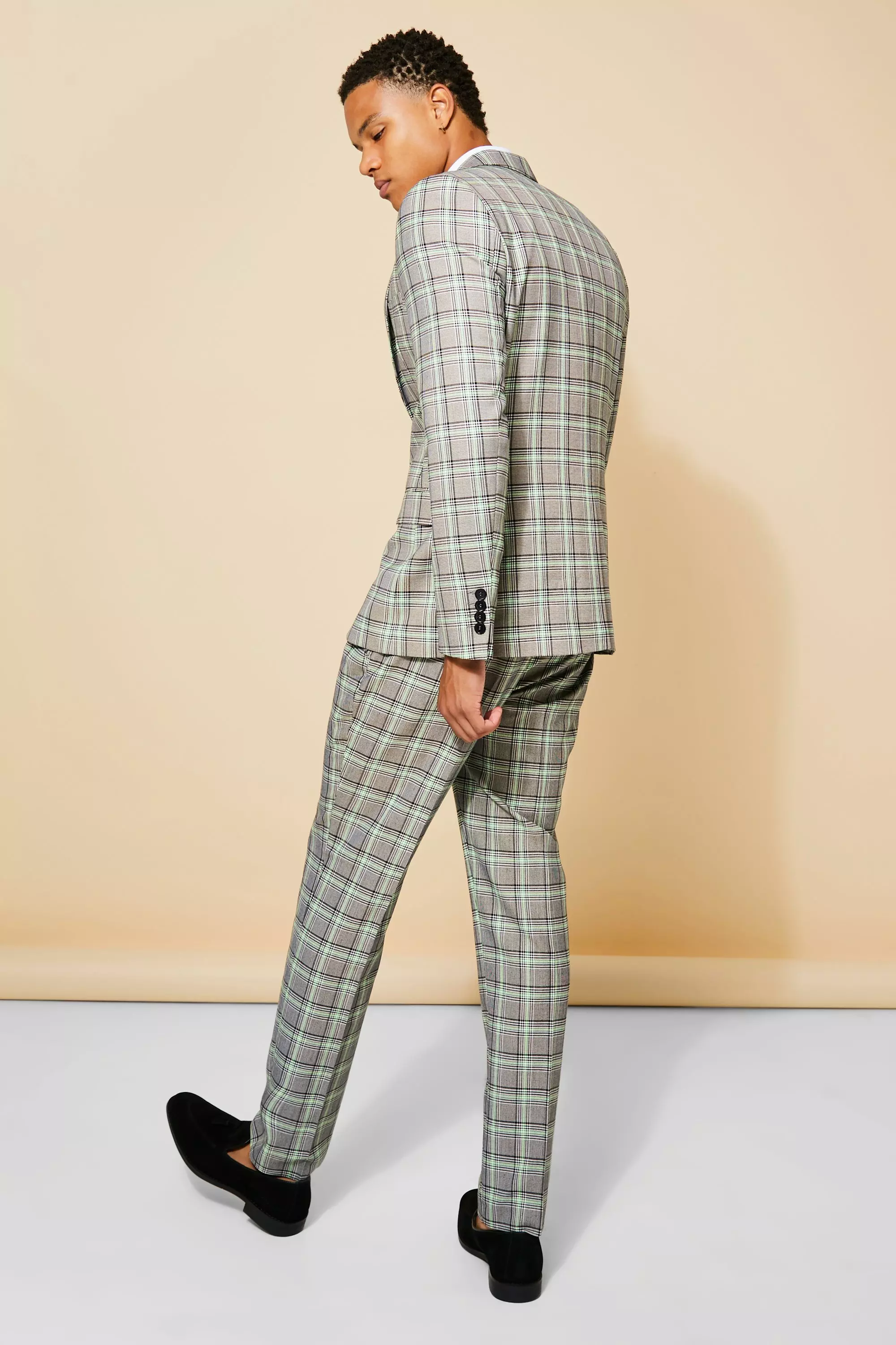 Mens check hotsell suit jacket