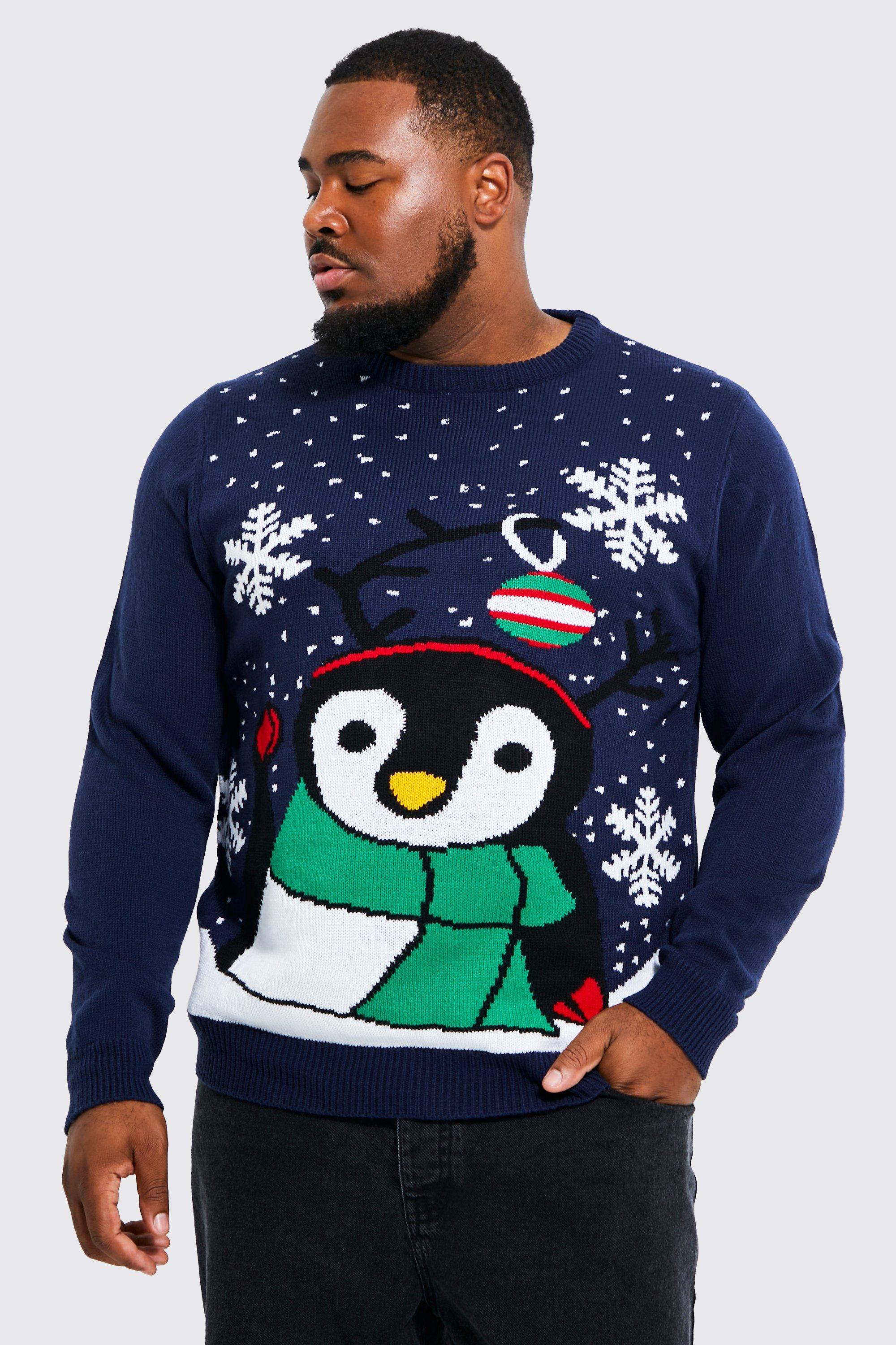 Image of Novità - Maglione natalizio Plus Size con pinguino, Navy