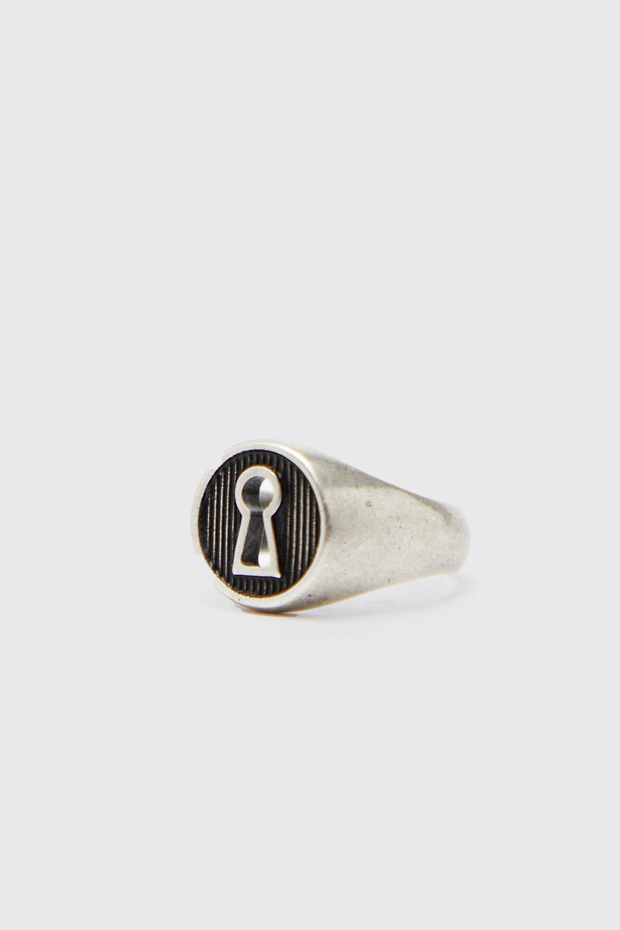 Mens Grey Key Hole Ring, Grey