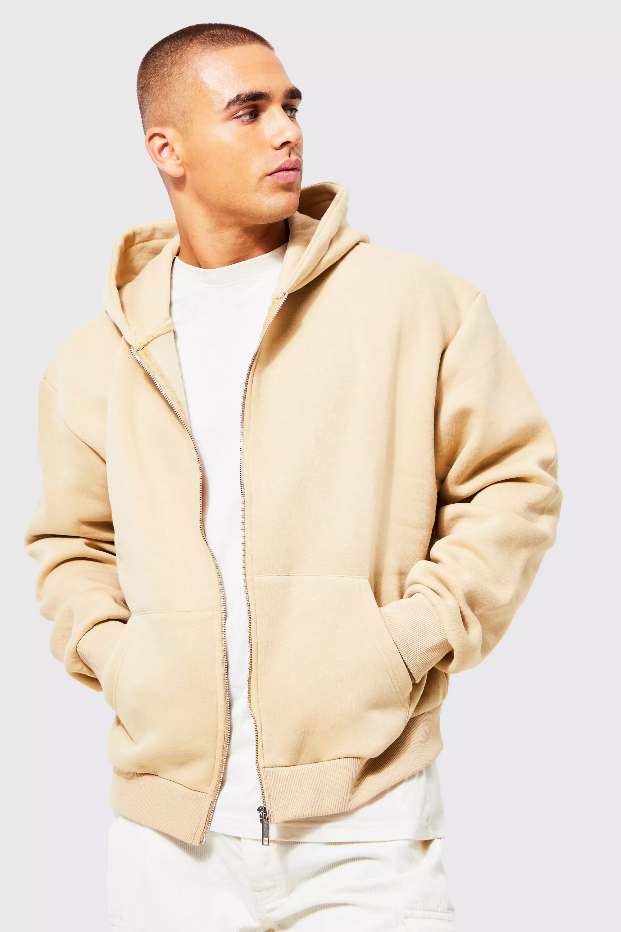 Boohooman discount beige hoodie