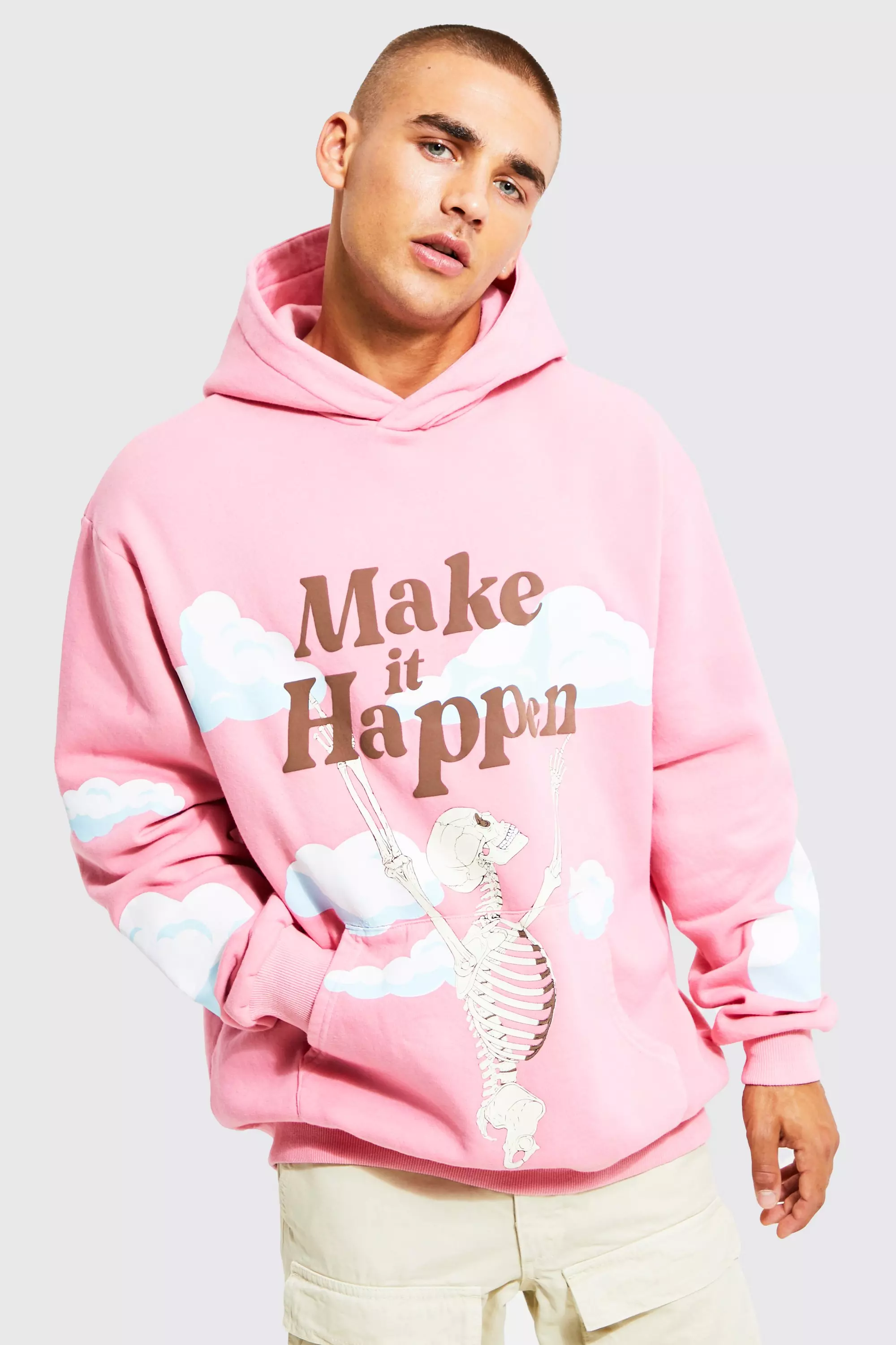 Pink graphic hoodie on sale men's