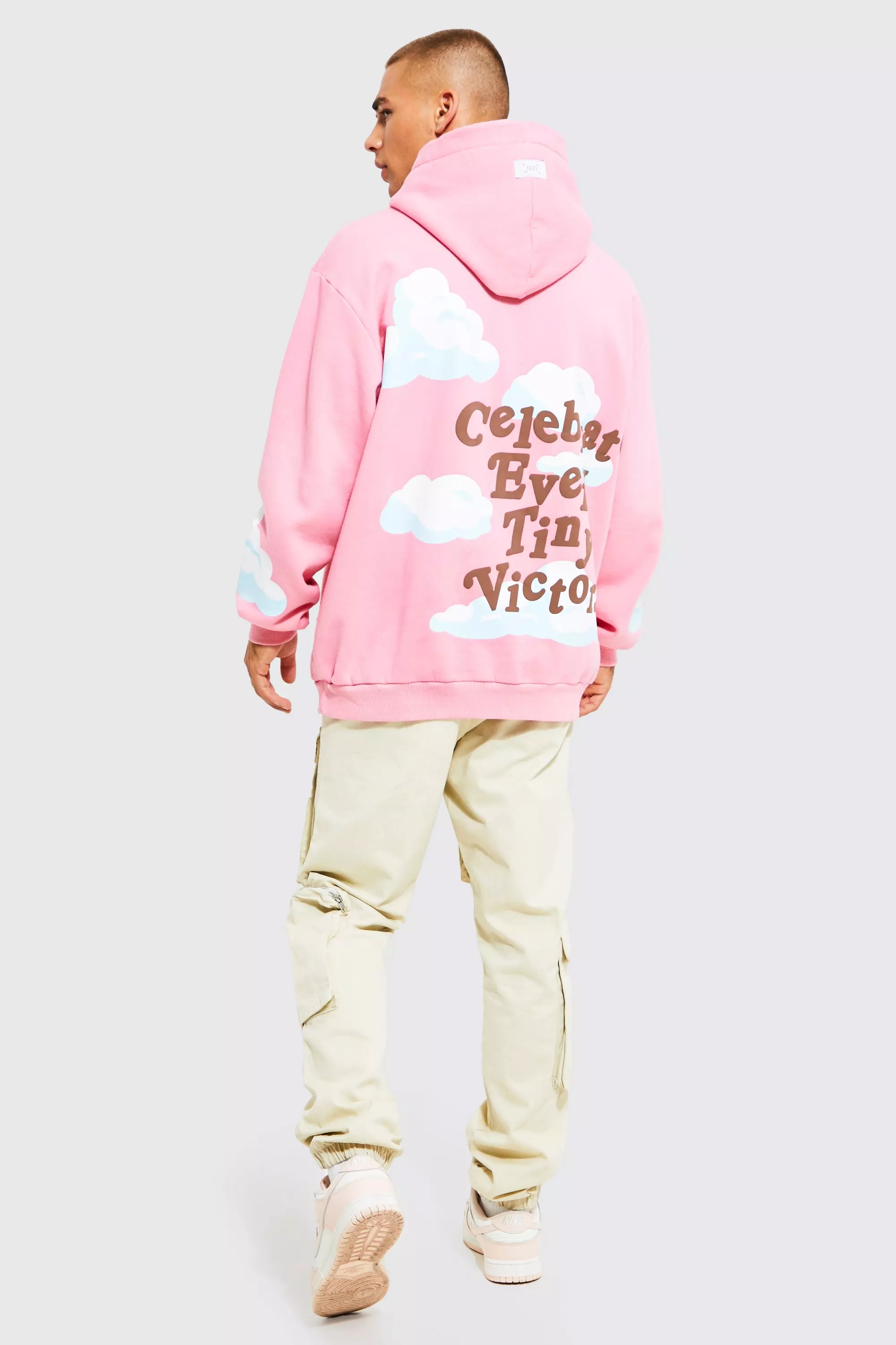 Pink graphic sale hoodie men's