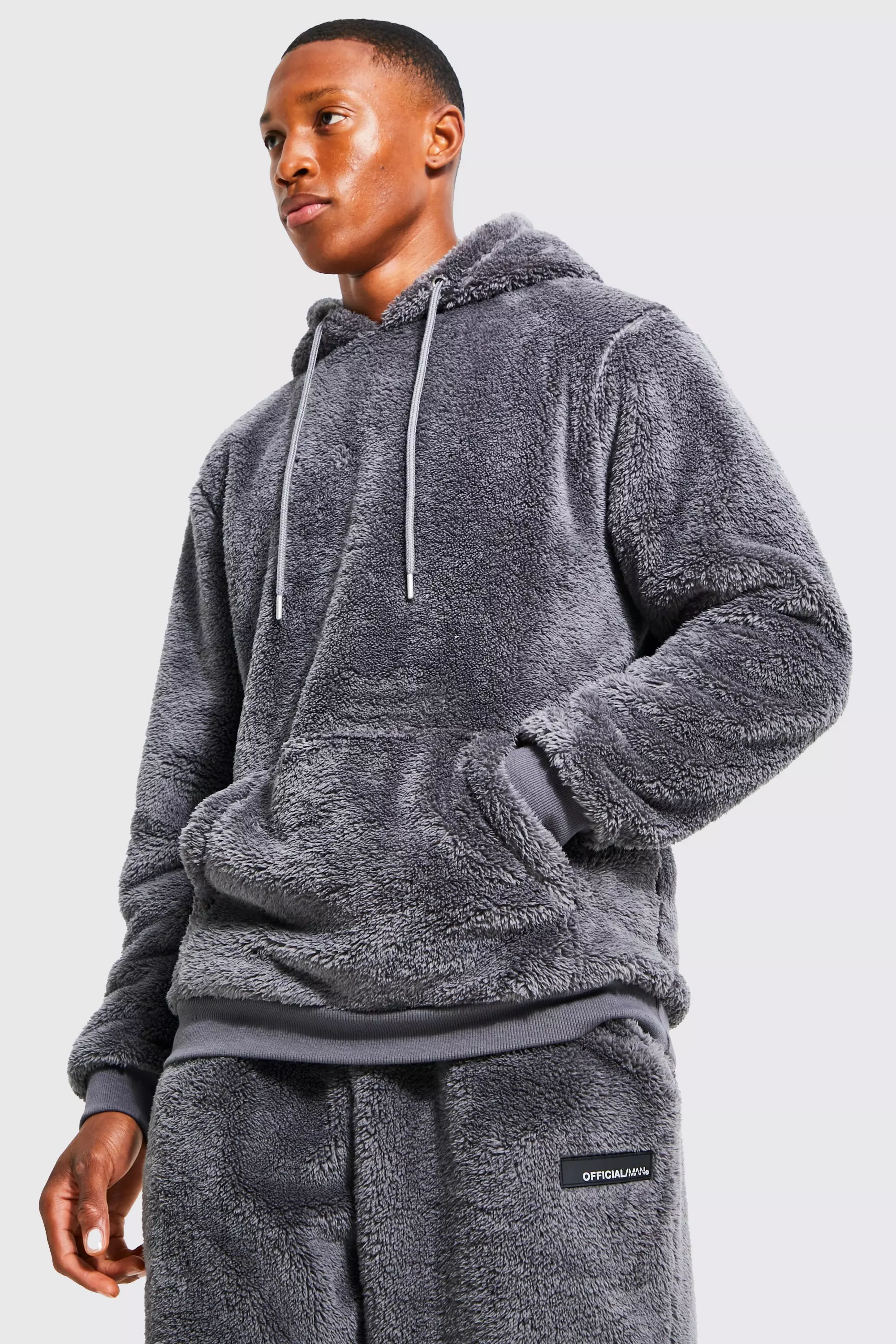 Borg fleece hot sale hoodie mens