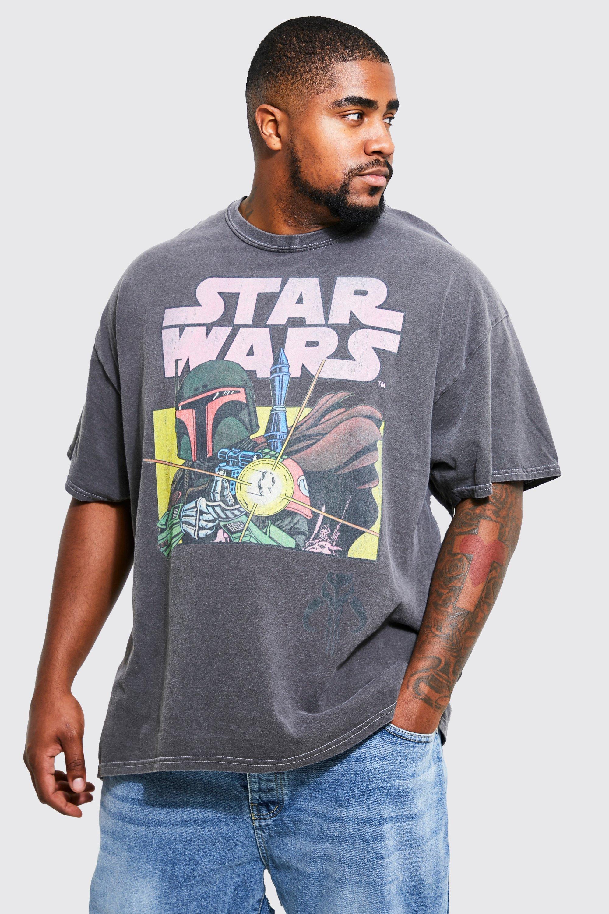 Image of T-shirt Plus Size ufficiale Star Wars in lavaggio acido, Grigio