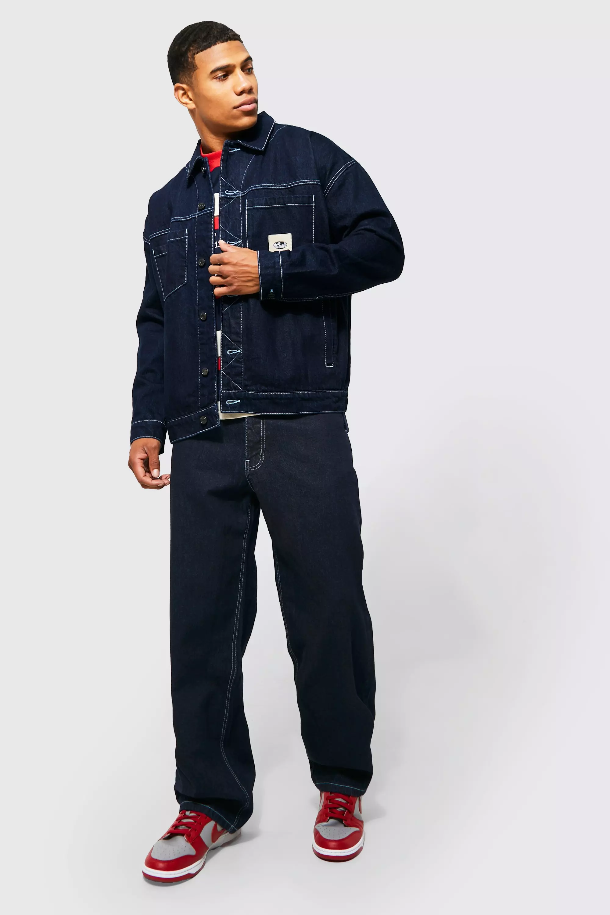 Contrast stitch clearance denim jacket mens