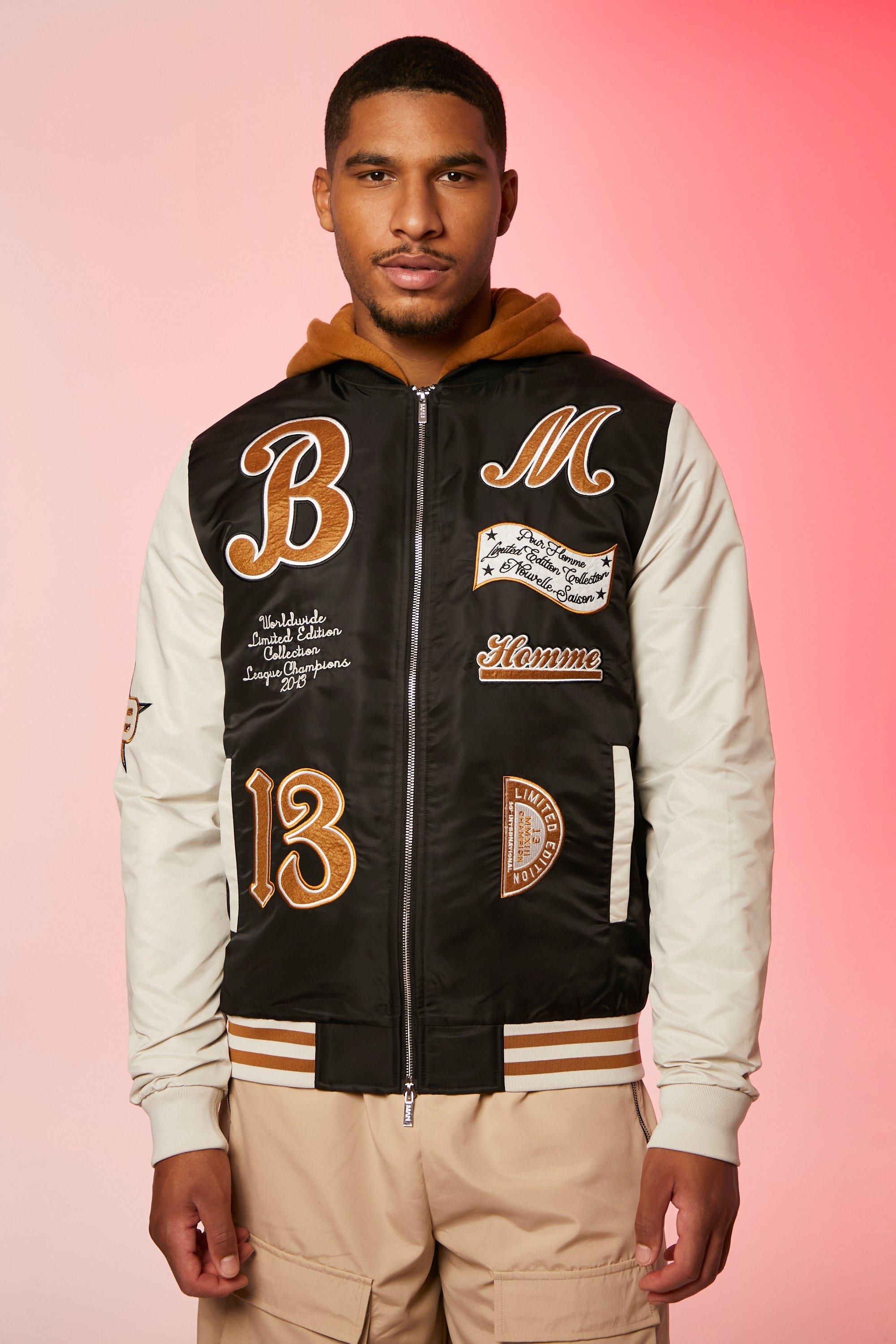 true religion hooded varsity jacket