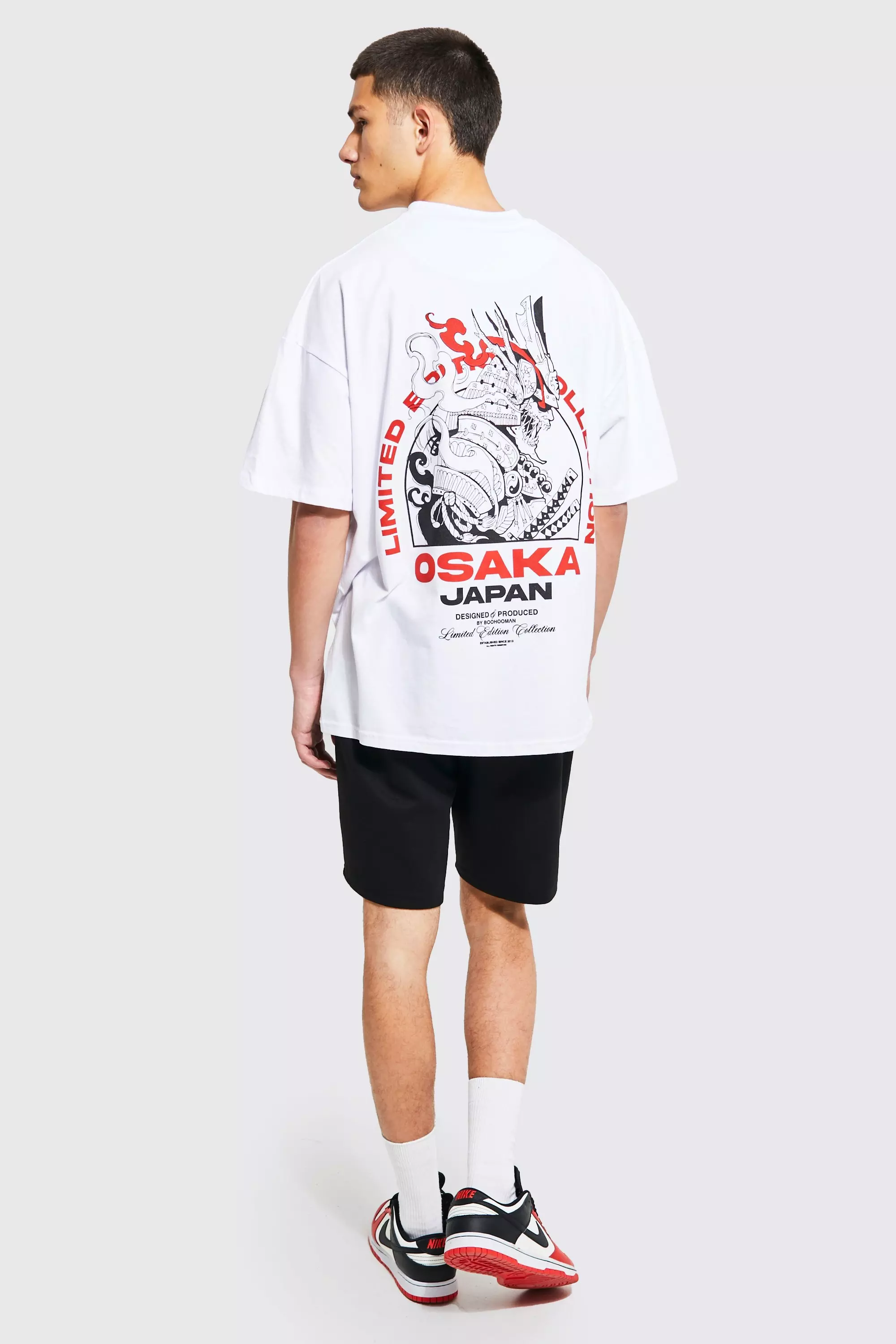 Oversized Extended Neck Samurai T-shirt | boohooMAN UK