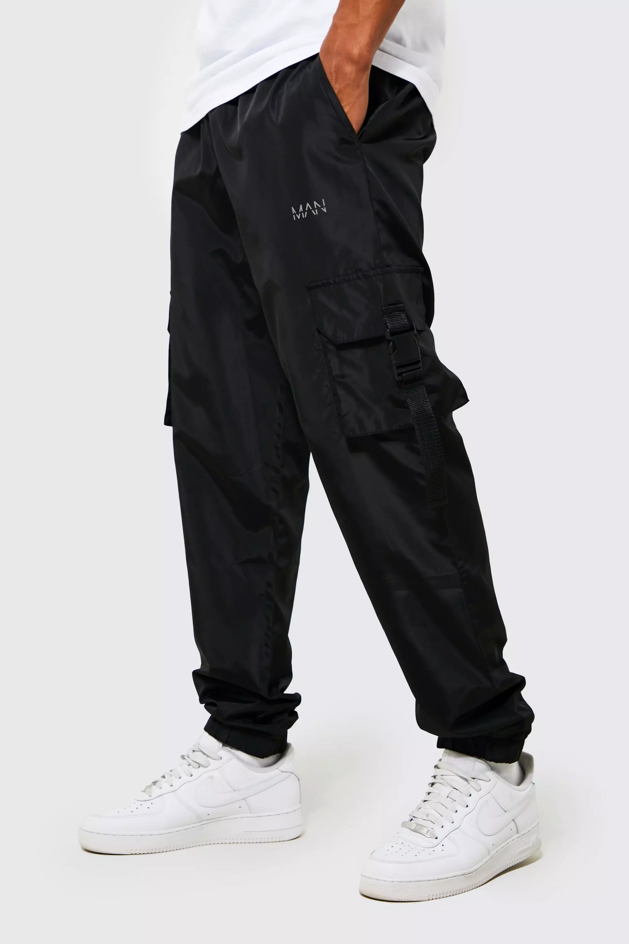 Skinny Fit Cargo Pants - Black - Men