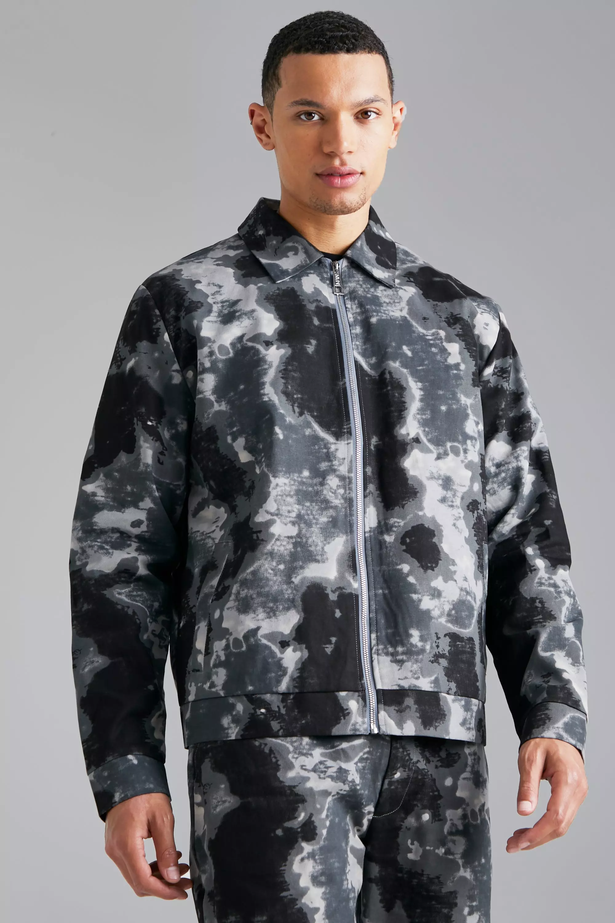 Tall Tie Dye Twill Coach Jacket | boohooMAN USA