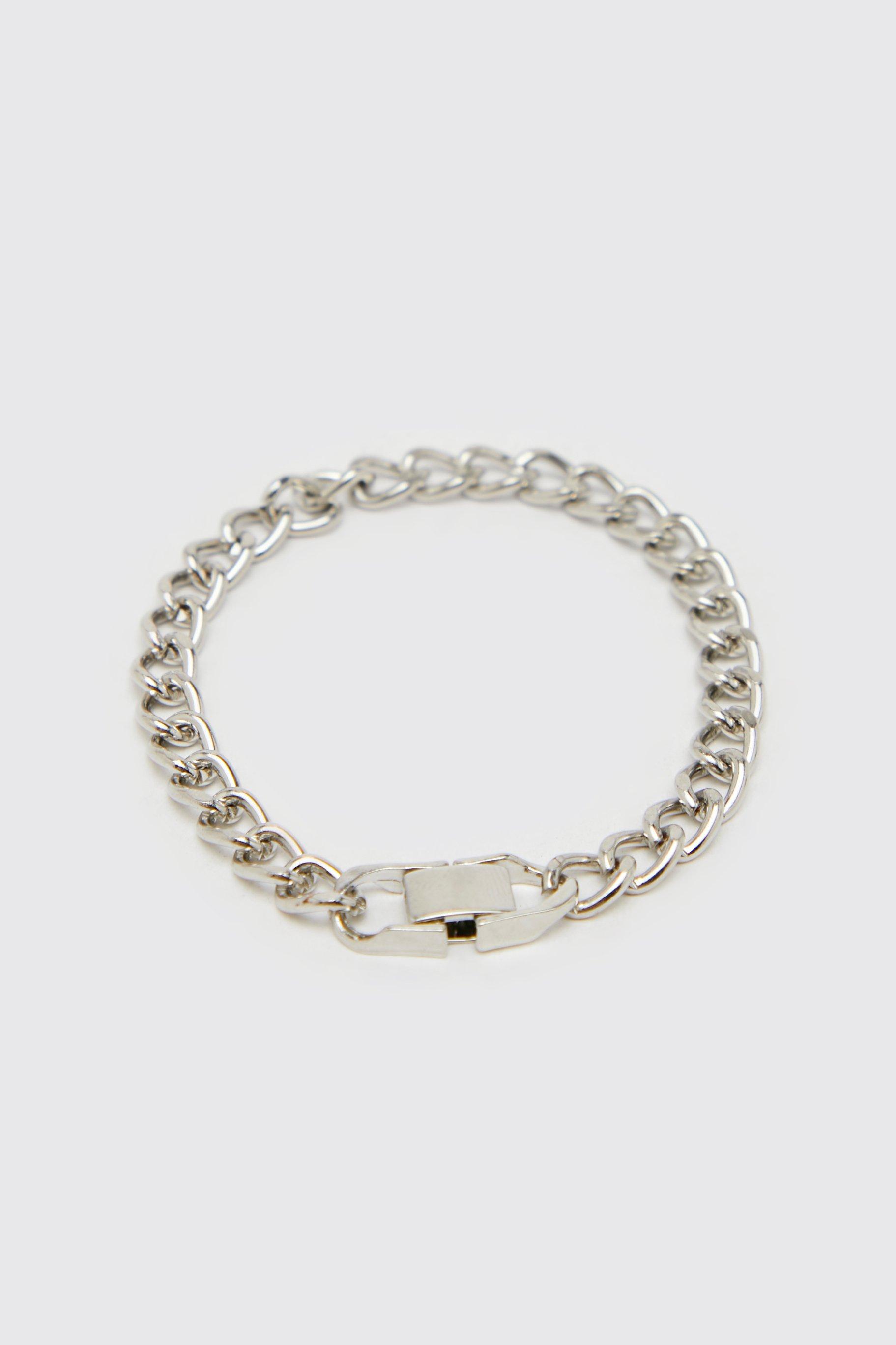 Mens Grey Chunky Chain Bracelet, Grey